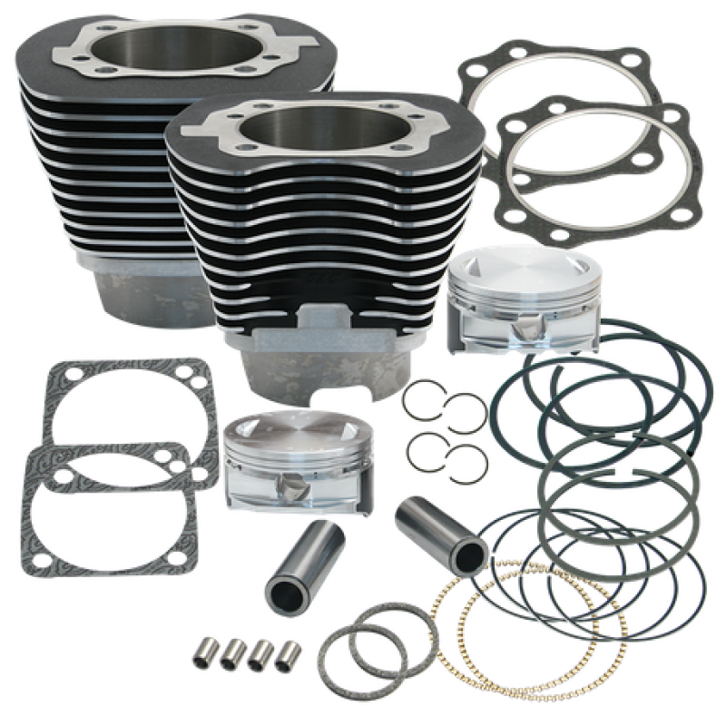 S&S Cycle 910-0277 - 99-06 BT 4 1/8in Bore Cylinder & Piston Kit Early Production T111 Engines - Wrinkle Black