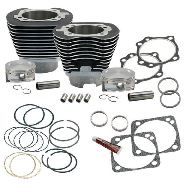 S&S Cycle 910-0227 - 99-06 BT 4 1/8in Bore Cylinder & Pistons Kit For Early Production S&S T117 Engine - WBlack