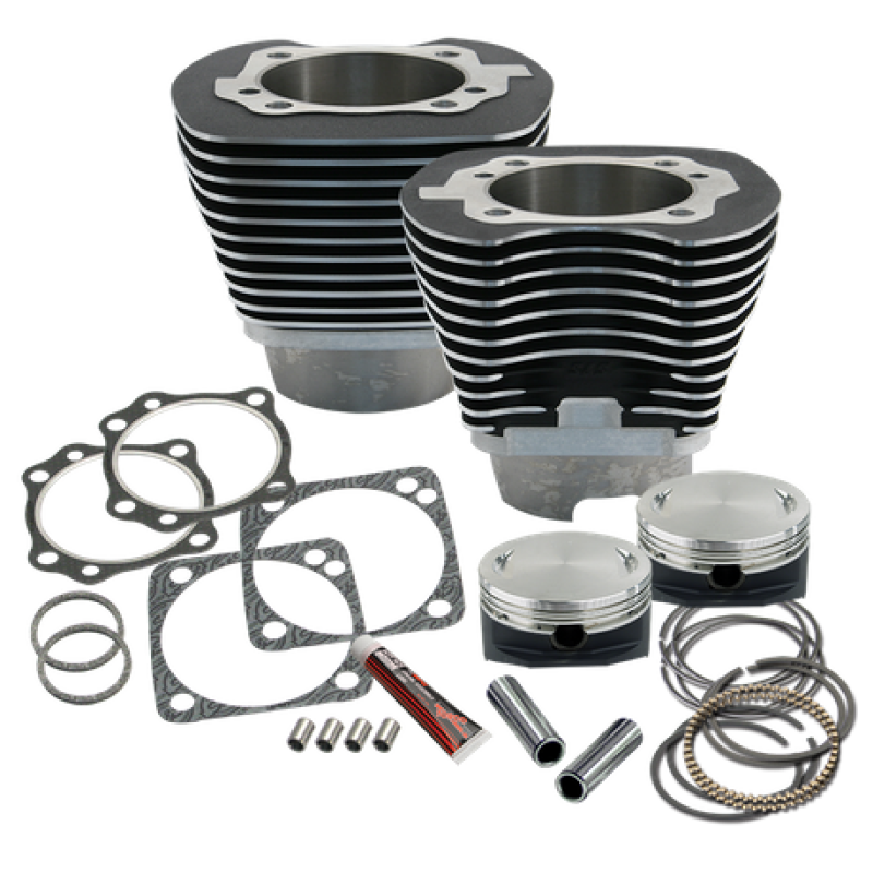 S&S Cycle 910-0226 - 99-06 BT 4-1/8in Bore Cylinder & Piston Kit - Wrinkle Black