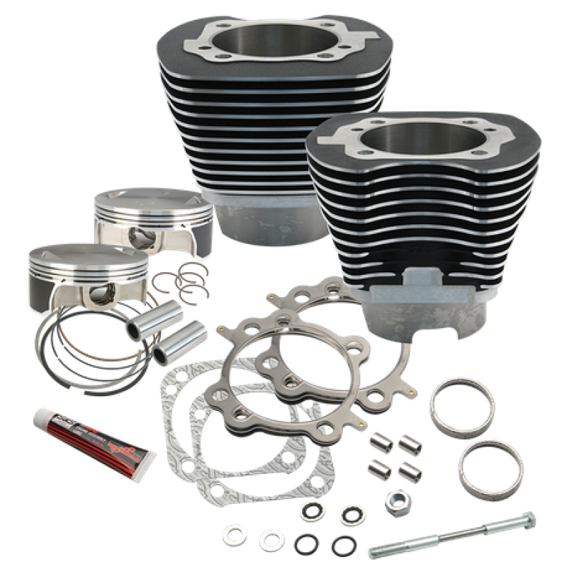 S&S Cycle 910-0221 - 07-17 BT 117in Big Bore Cylinder Kit - Black Wrinkle