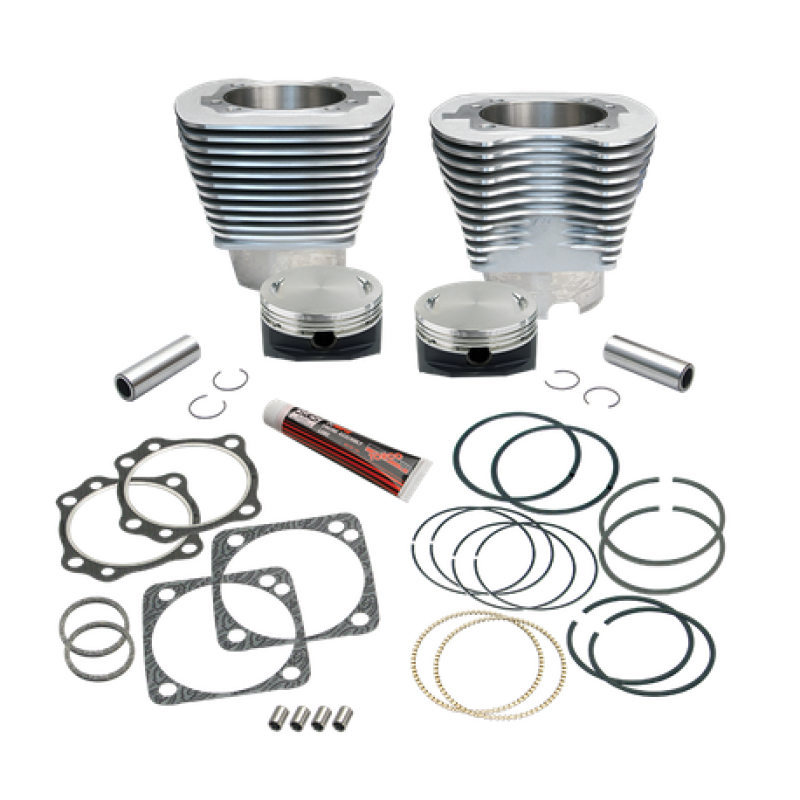 S&S Cycle 910-0290 - 84-99 BT 4-1/8in Bore Cylinder Set w/ Pistons For 117in V-Series Engines - Natural