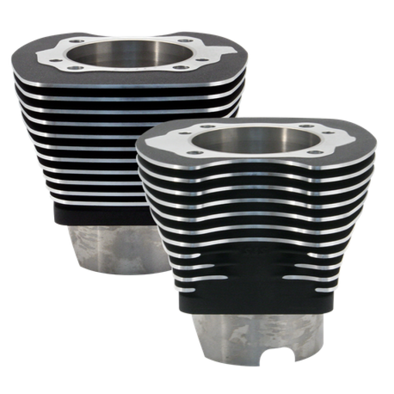 S&S Cycle 910-0258 - 84-99 BT 4-1/8in Bore Cylinder Set For 124in V-Series Engine - Wrinkle Black