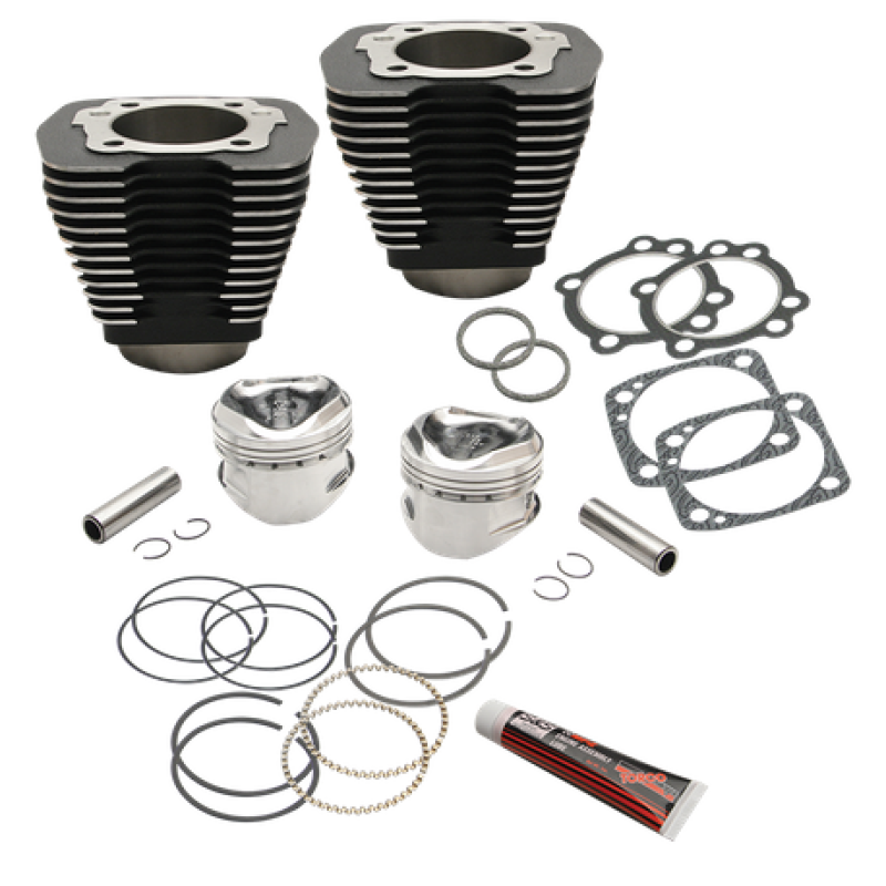 S&S Cycle 91-7707 - 84-99 BT 96in 3-5/8in Big Bore Cylinder & Piston Kit For S&S SH96 Engines - Wrinkle Black