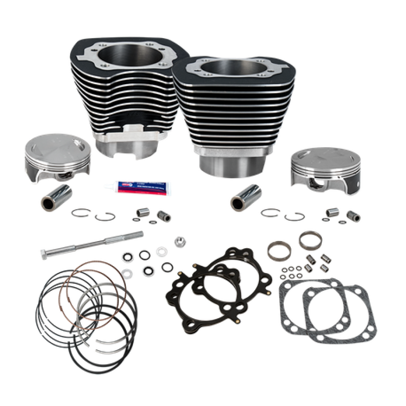 S&S Cycle 910-0359 - 84-99 BT 4 1/8in Bore Cylinder Kit For S&S V111 Engine - Wrinkle Black