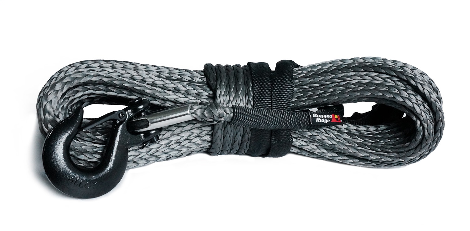 Rugged Ridge 15102.14 - Synthetic Winch Line, Dark Gray, 23/64-inch X 100 feet, Universal