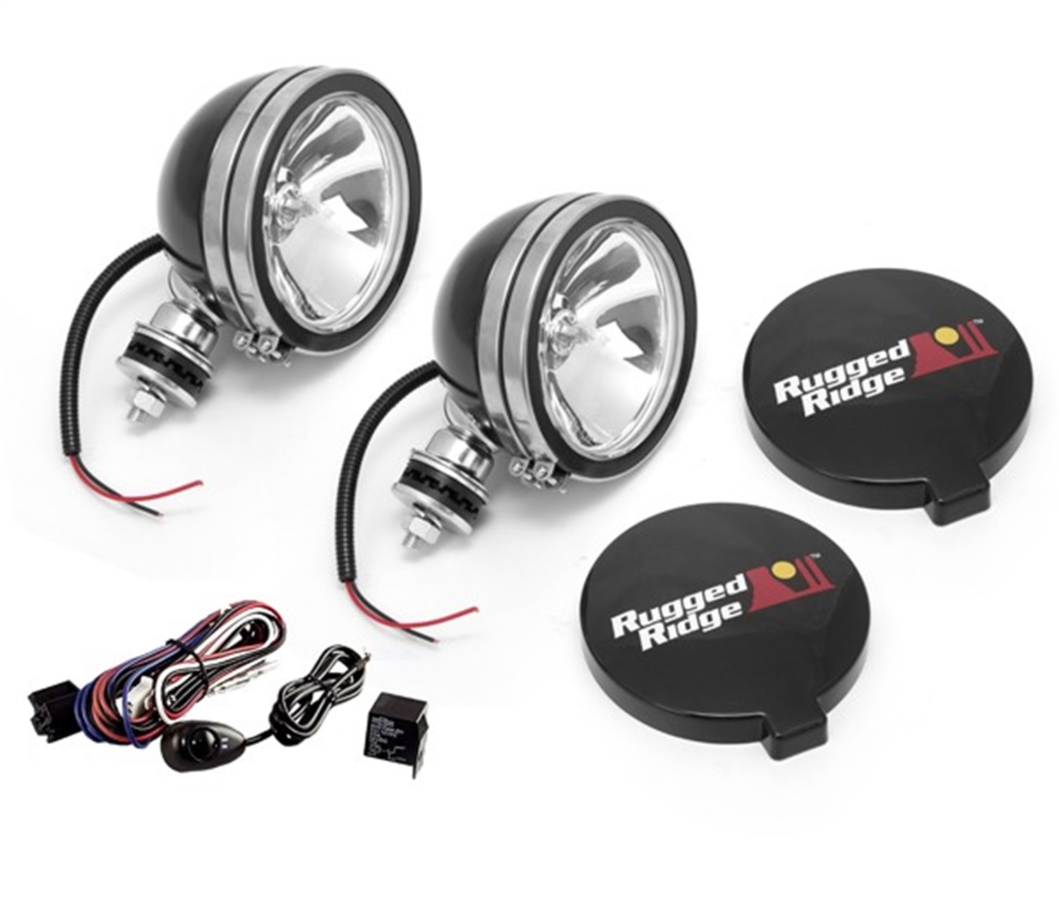Rugged Ridge 15207.51 - 6in Halogen Light Kit Black Steel Housings Rugged Ridge 15207.51 - 6in Halogen Light Kit Black Steel Housings