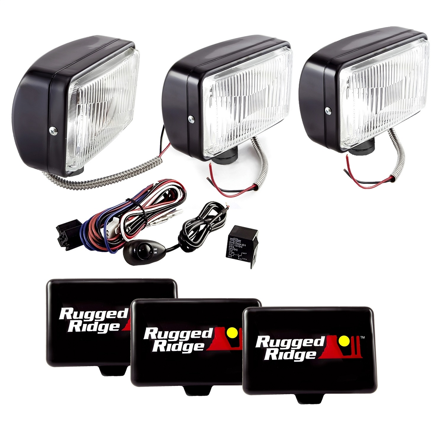 Rugged Ridge 15207.65 - 5 Inch x 7 Inch Halogen Fog Light Kit, Black Steel Housings, Set of 3 Rugged Ridge 15207.65 - 5 Inch x 7 Inch Halogen Fog Light Kit, Black Steel Housings, Set of 3