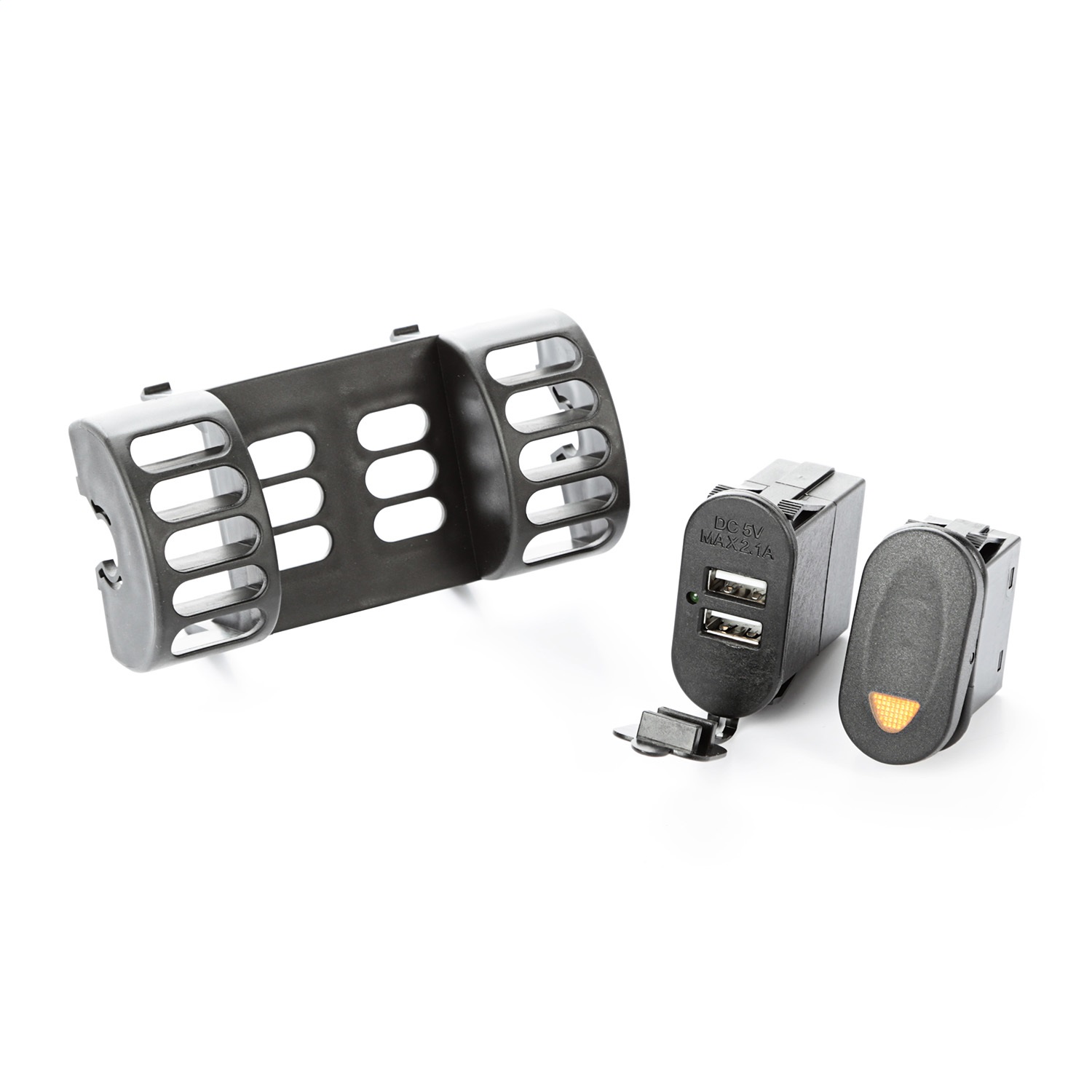 Rugged Ridge 17235.81 - AC Vent Switch Pod, 1 Switch, Dual USB Connector; 97-06 Jeep TJ/LJ