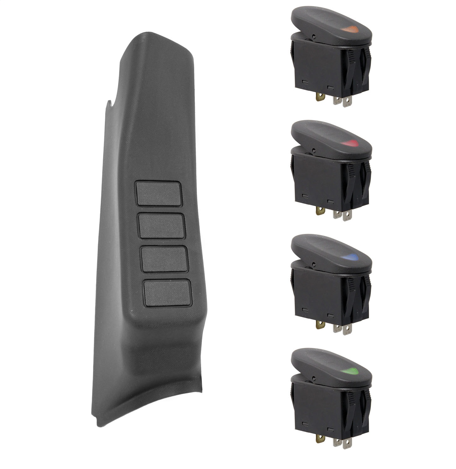 Rugged Ridge 17235.97 - A-Pillar 4 Switch Pod Black RHD 11-18 Jeep Wrangler JK