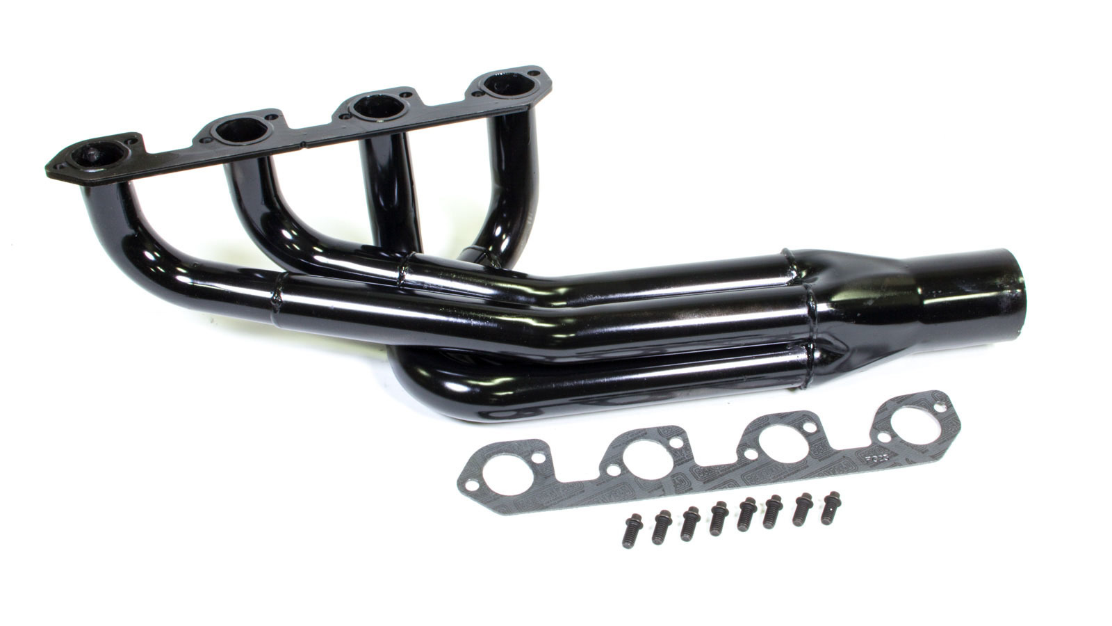 Schoenfeld F235V - Headers - Pro Four - 1.625 to 1.75 in Primary - 3 in Collector - Gaskets / Hardware Included - Steel - Black Paint - Through Firewall - Mustang II / Pinto - Ford 2300 - Each
