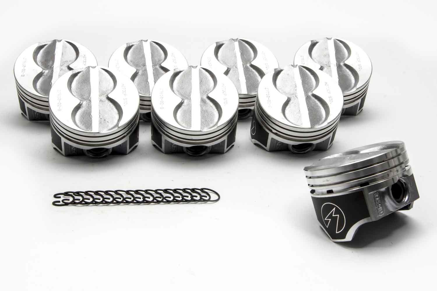 Sealed Power H273CP20 - Piston - Hypereutectic - 4.020 in Bore - 5/64 x 5/64 x 3/16 in Ring Grooves - Minus 8.00 cc - Coated Skirt - Small Block Ford - Set of 8