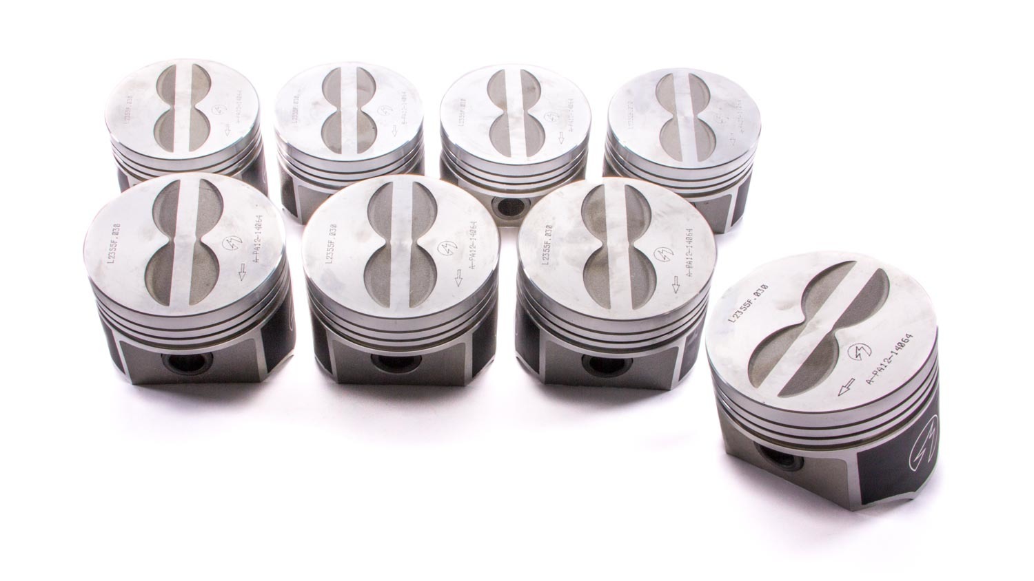 Sealed Power L2355F30 - Piston - Speed Pro - Forged - 4.350 in Bore - 5/64 x 5/64 x 3/16 in Ring Grooves - Minus 7.00 cc - Coated Skirt - Mopar RB-Series - Set of 8