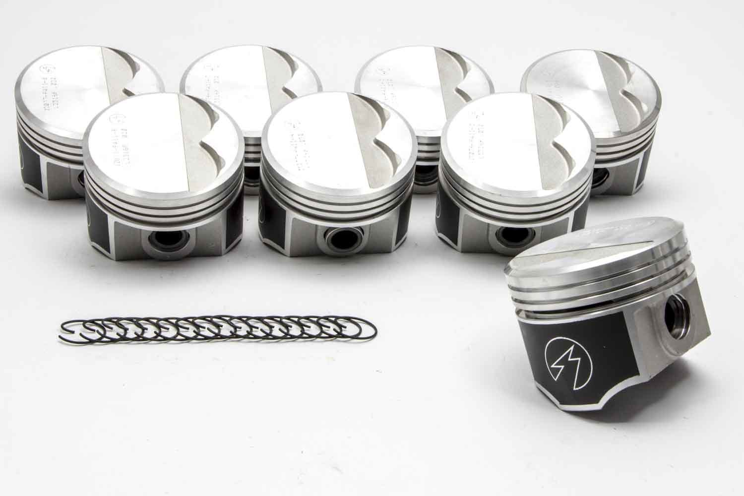 Sealed Power L2316F40 - Piston - Speed Pro - Forged - 4.080 in Bore - 5/64 x 5/64 x 3/16 in Ring Grooves - Minus 7.50 cc - Coated Skirt - Small Block Mopar - Set of 8
