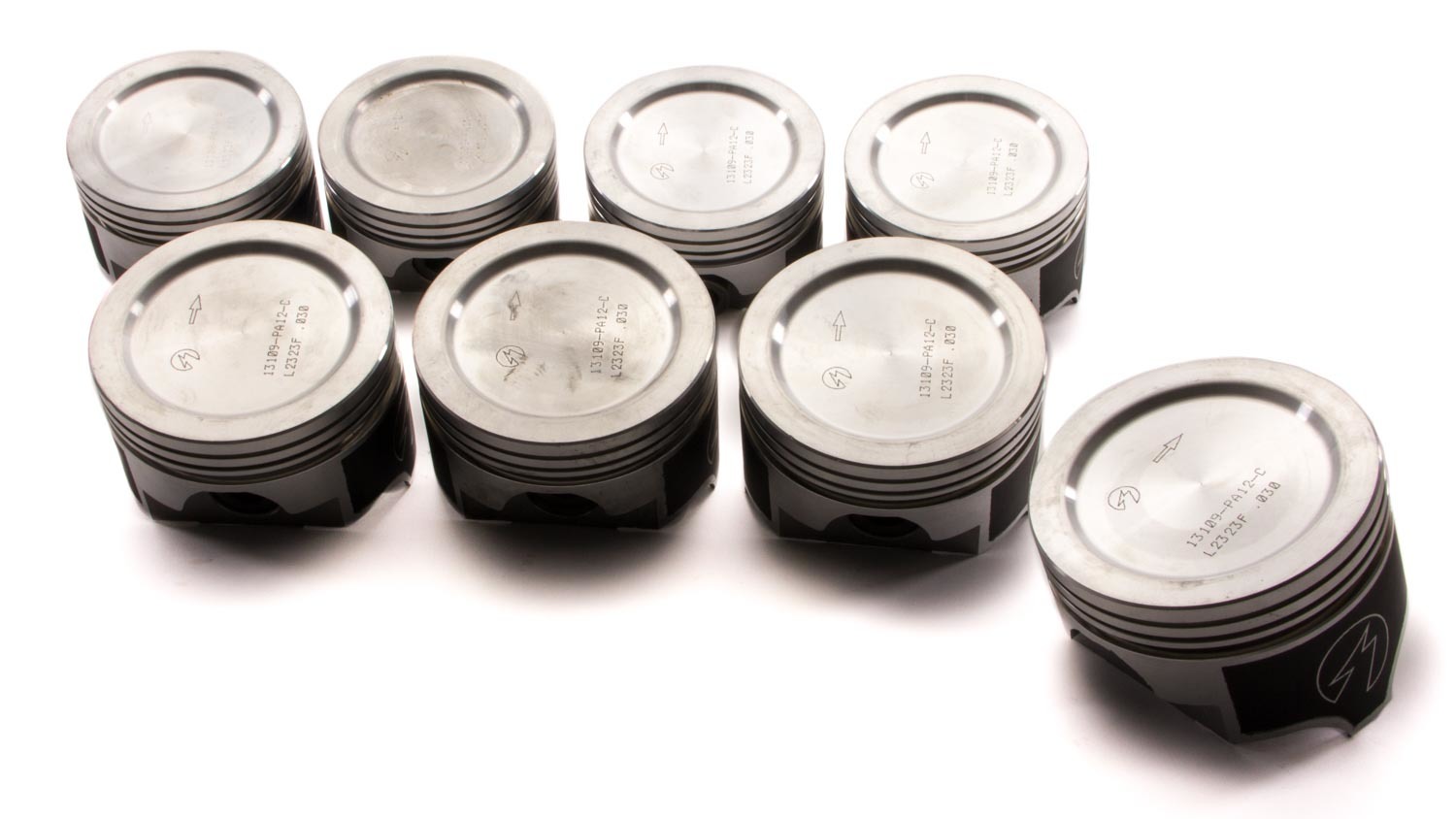 Sealed Power L2323F30 - Piston - Speed Pro - Forged - 4.155 in Bore - 5/64 x 5/64 x 3/16 in Ring Grooves - Minus 18.00 cc - Coated Skirt - Oldsmobile V8 - Set of 8