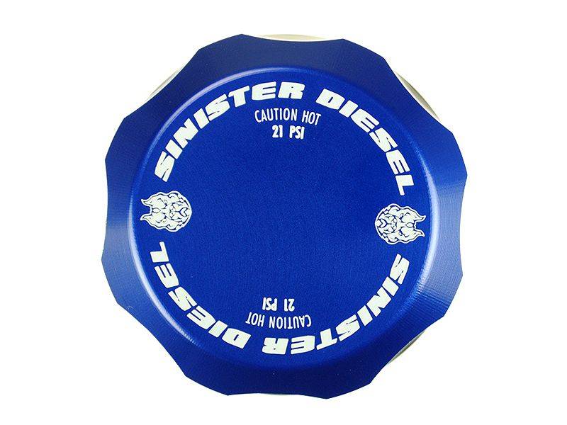 Sinister Diesel SD-DC-6.7P-17 - 17-19 Ford Powerstroke Coolant Reservoir Degas Bottle Cap - Blue
