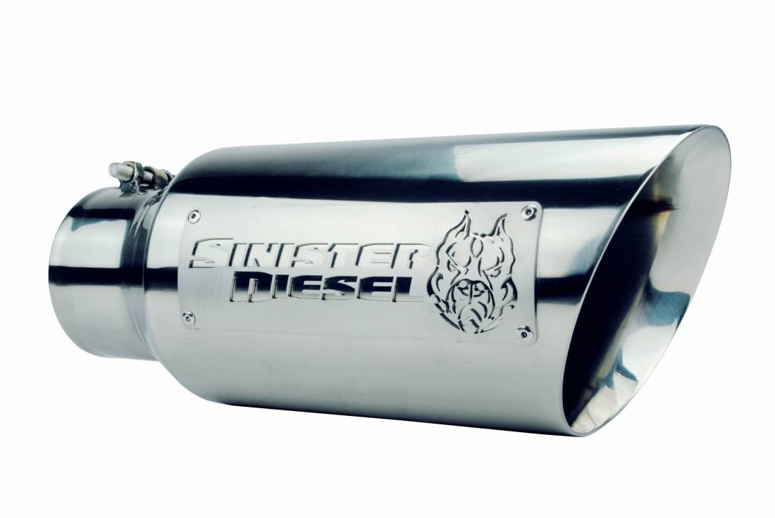 Sinister Diesel SD-ETAC46P - Dual Wall Exhaust Tip W/ Angle Cut (4in. to 6in.) - Chrome Sinister Diesel SD-ETAC46P - Dual Wall Exhaust Tip W/ Angle Cut (4in. to 6in.) - Chrome
