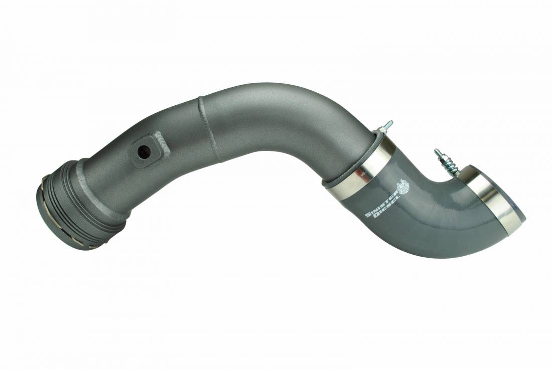 Sinister Diesel SDG-INTRPIPE-6.7P-COLD-17 - 17-21 Ford Powerstroke 6.7L Cold Side Charge Pipe - Gray Sinister Diesel SDG-INTRPIPE-6.7P-COLD-17 - 17-21 Ford Powerstroke 6.7L Cold Side Charge Pipe - Gray