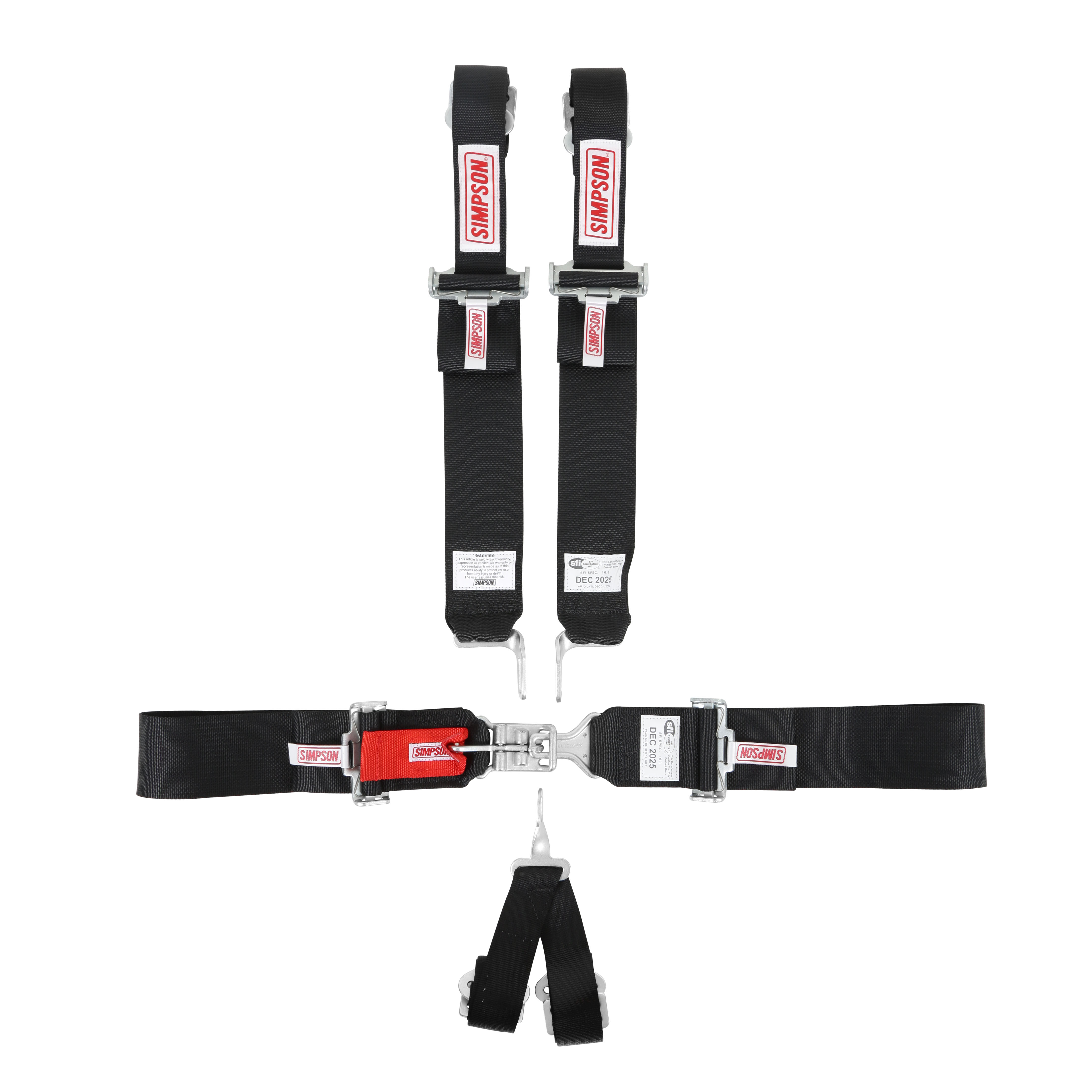 Simpson Safety 29110BKH - Simpson Racing LCL 55" Lap Bolt-In 5-Point Pull-Down Harness Black
