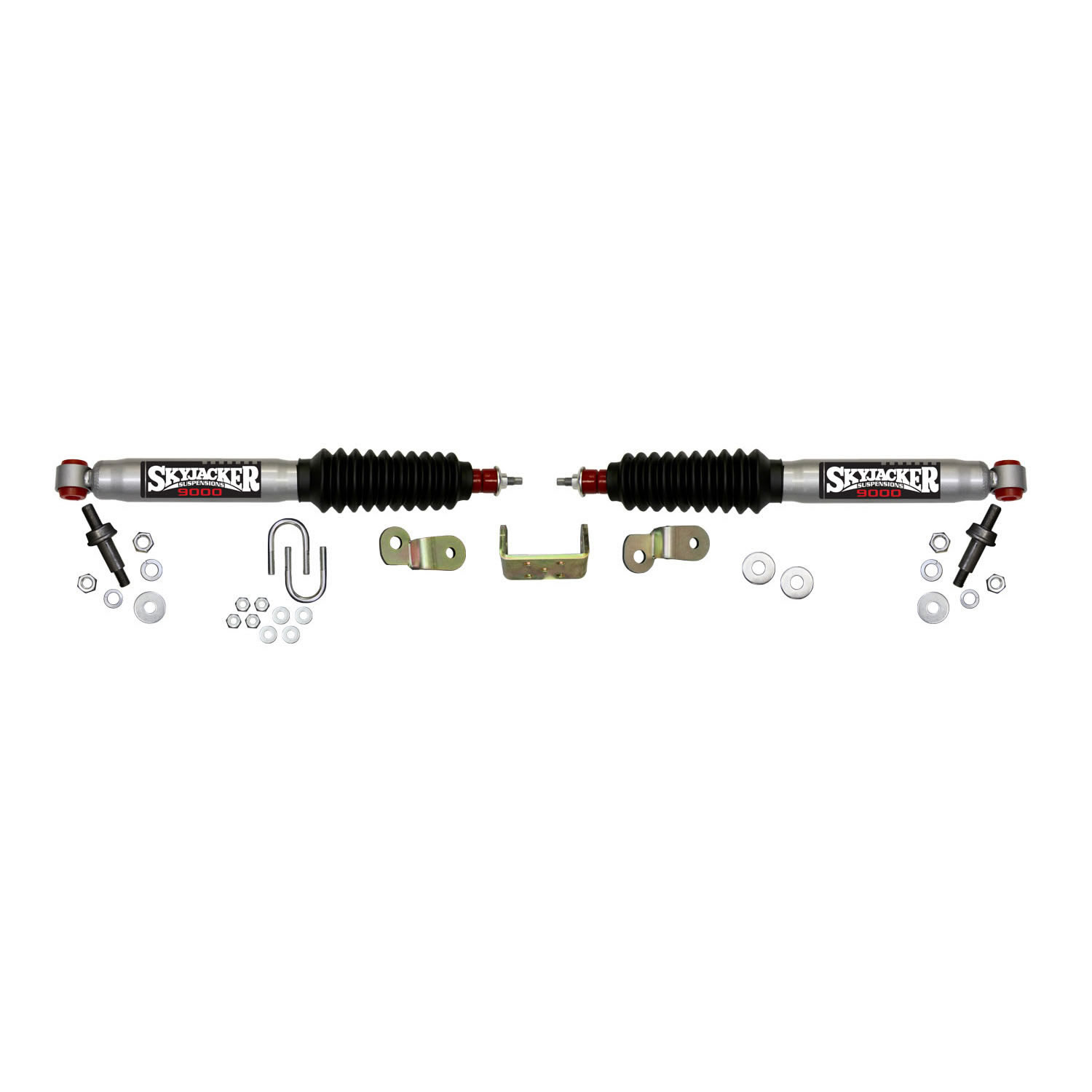 Skyjacker 9298 - Steering Stabilizer Dual Kit For Use w/3/4 Ton Vehicles Silver w/Black Boots
