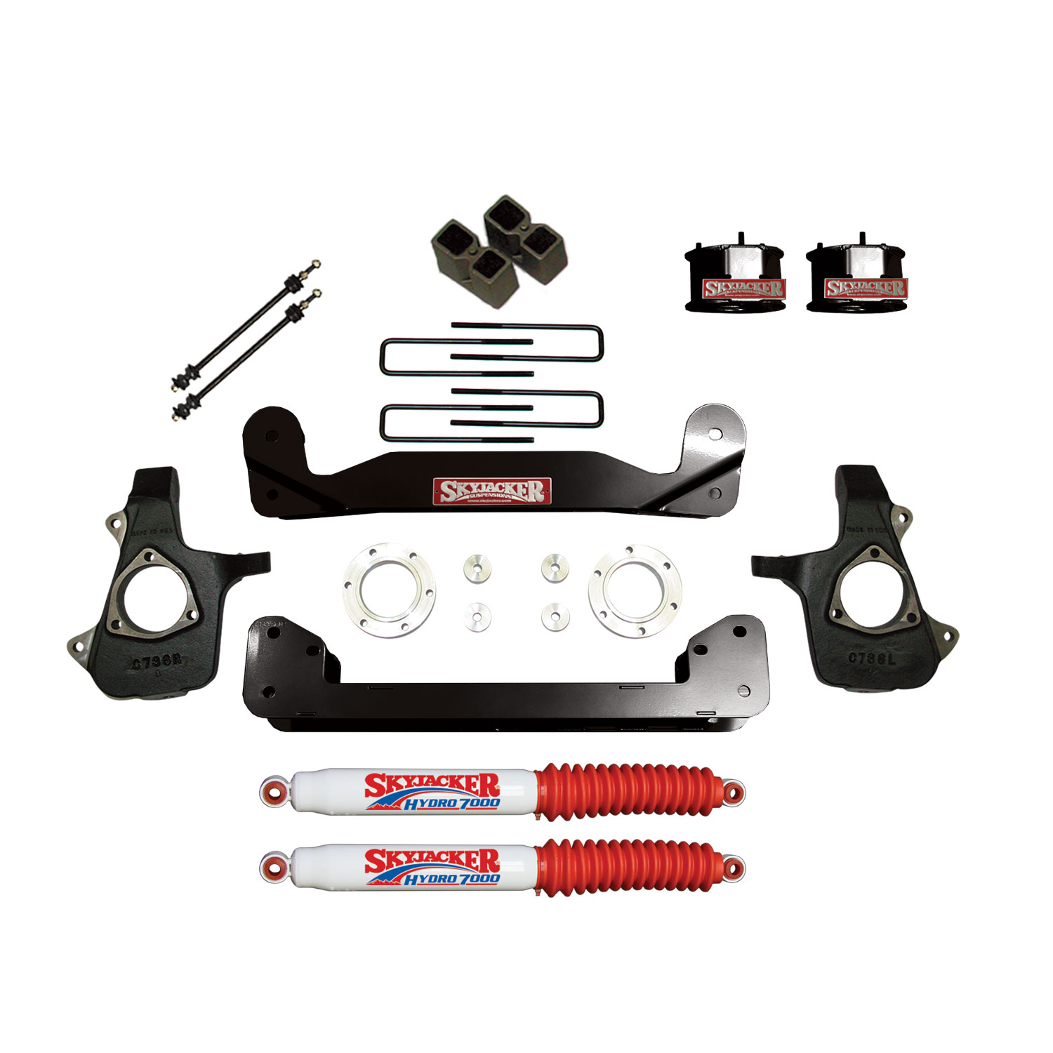 Skyjacker C14460APK-H - Suspension Lift Kit 14-17 Silverado/Sierra 1500 w/Shock 4 Inch Lift Incl. Knuckles Crossmembers Blocks/UBolt Wheel Spacers For Use w/Steel Suspension