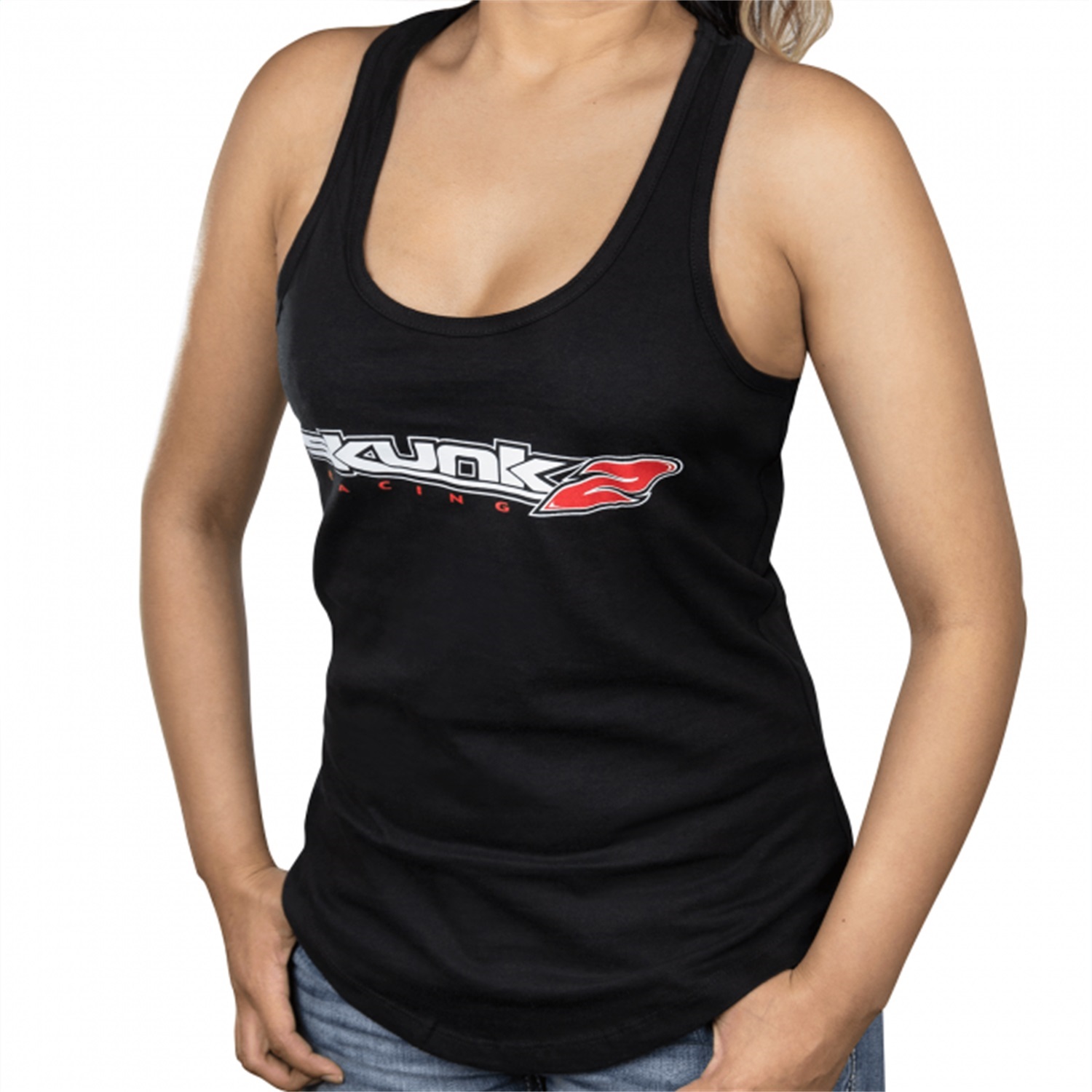 Skunk2 735-99-7370 - Go Faster Tank Top; Black w/Classic Logo On Front/Go Faster Tagline On Back; 100 Percent Cotton; Womens Small; [Please Note These Run Small];