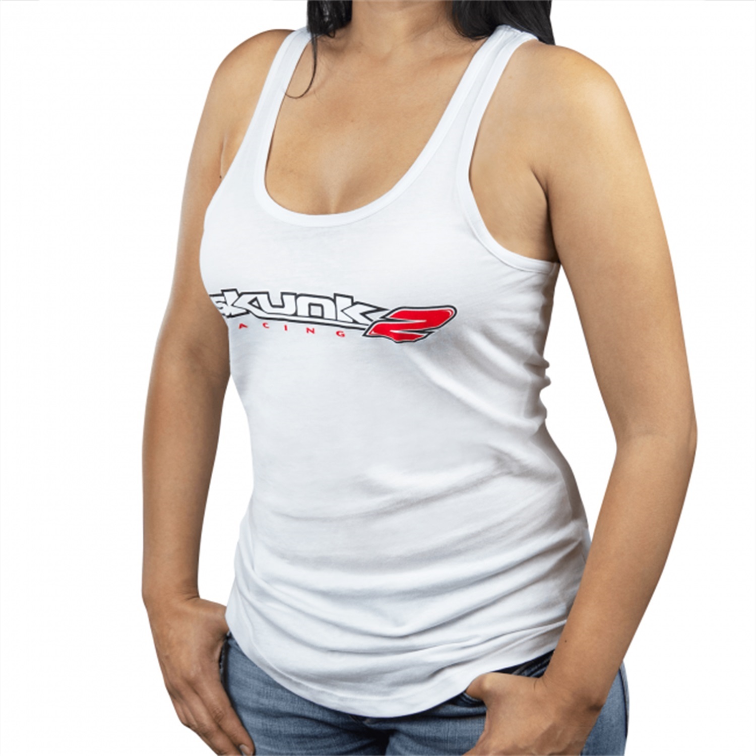 Skunk2 735-99-7383 - Go Faster Tank Top; Ladies; Classic Logo Front; Go Faster On Back; White; X-Large; Skunk2 735-99-7383 - Go Faster Tank Top; Ladies; Classic Logo Front; Go Faster On Back; White; X-Large;