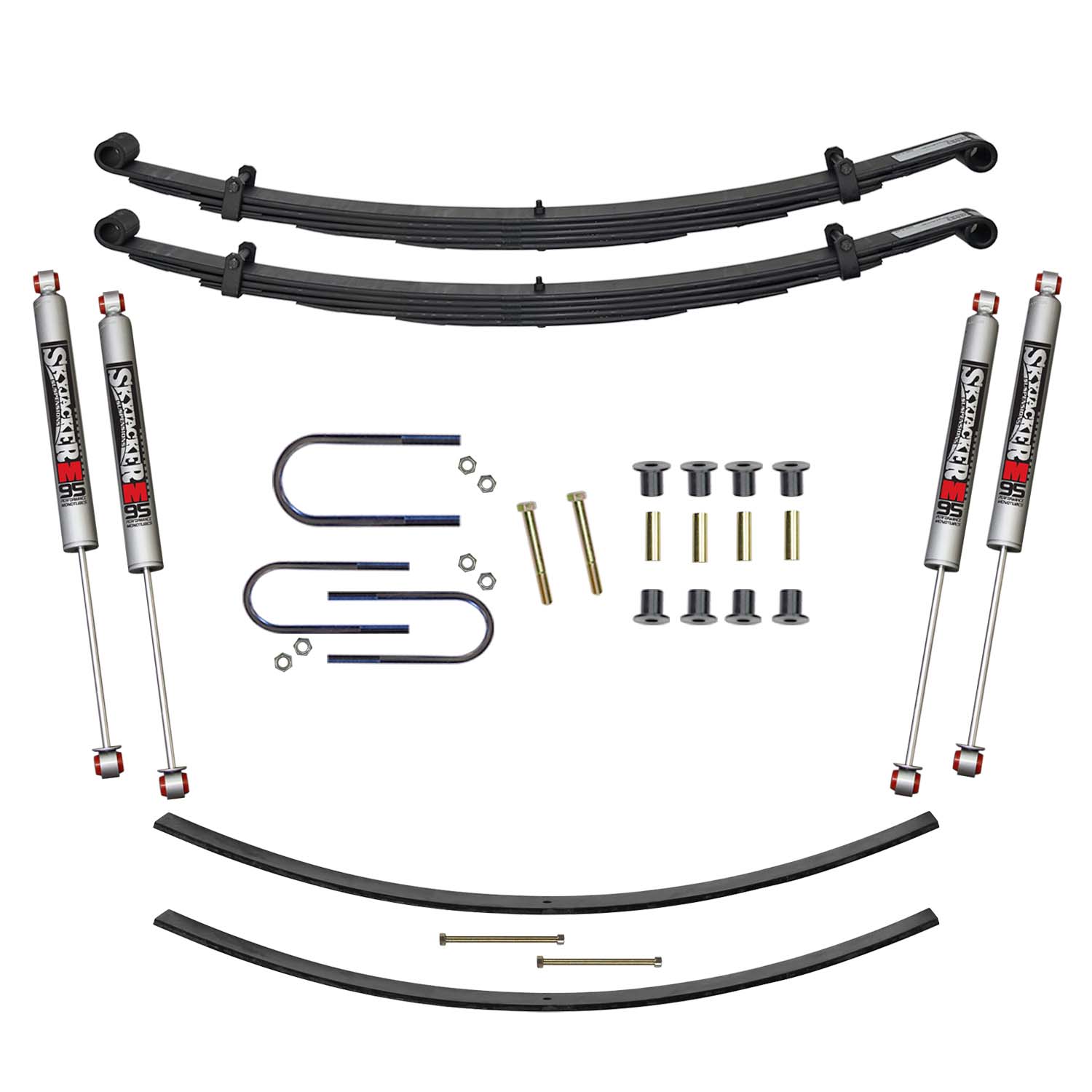 Skyjacker D200CDAK-M - Suspension Lift Kit w/Shock M95 Performance Shocks 2.5 Inch Front/2 Inch Rear Lift Incl. Front Leaf Springs Front U Bolt Kit Front Bushing Kit Rear Add-A-Leafs