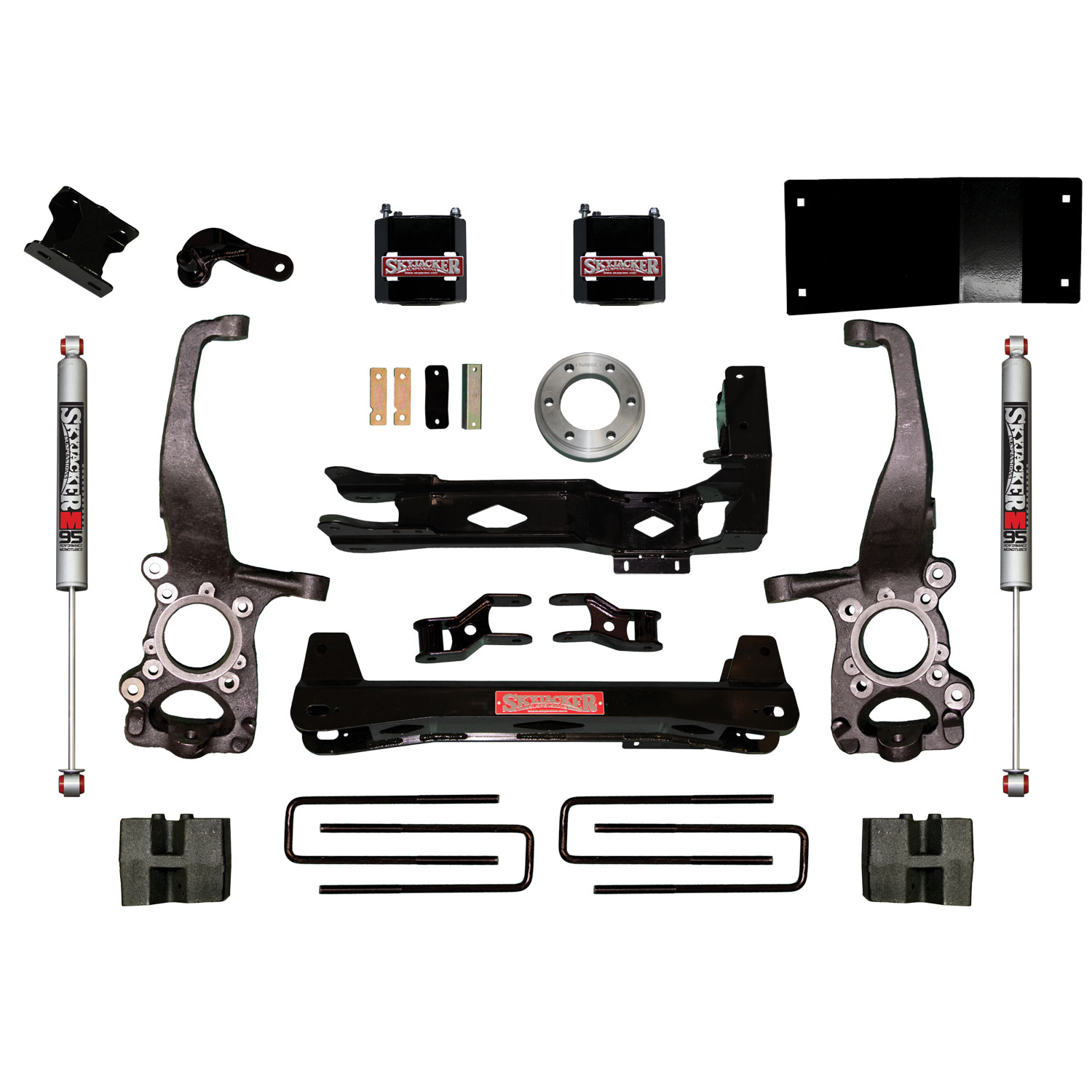 Skyjacker F1545BKM - Suspension Lift Kit w/Shock 4.5 Inch Lift 15-19 Ford F-150 Incl. Front Strut Spacers Steering Knuckles Rear Block Kit And Monotube 9500 Shocks