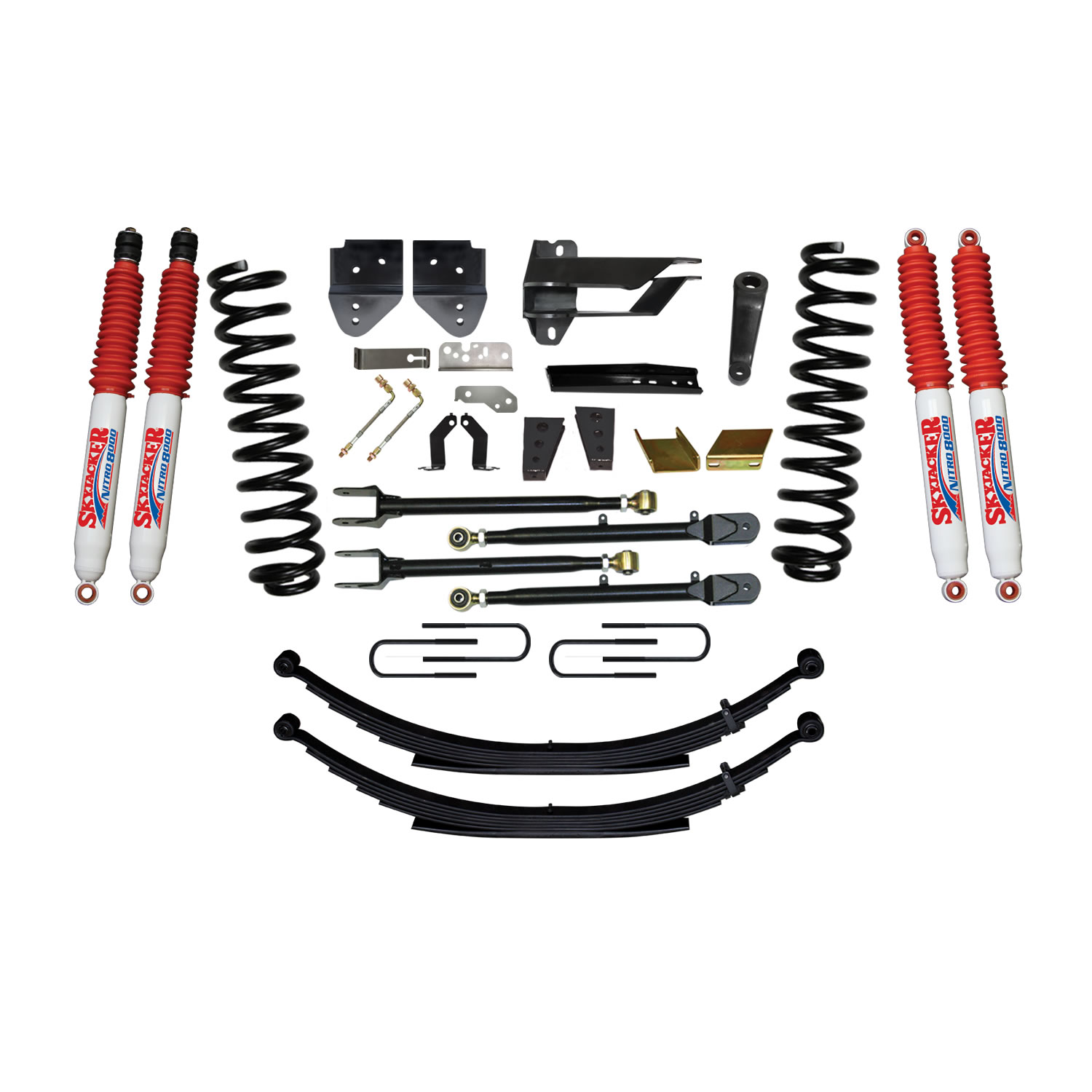 Skyjacker F17852KS-N - Suspension Lift Kit w/Shock 8.5 Inch Lift Incl. Front Coil Springs Rear Leaf Springs Adjustable 4-Links Nitro 8000 Shocks 17-19 Ford F-250/ F-350 Super Duty Diesel