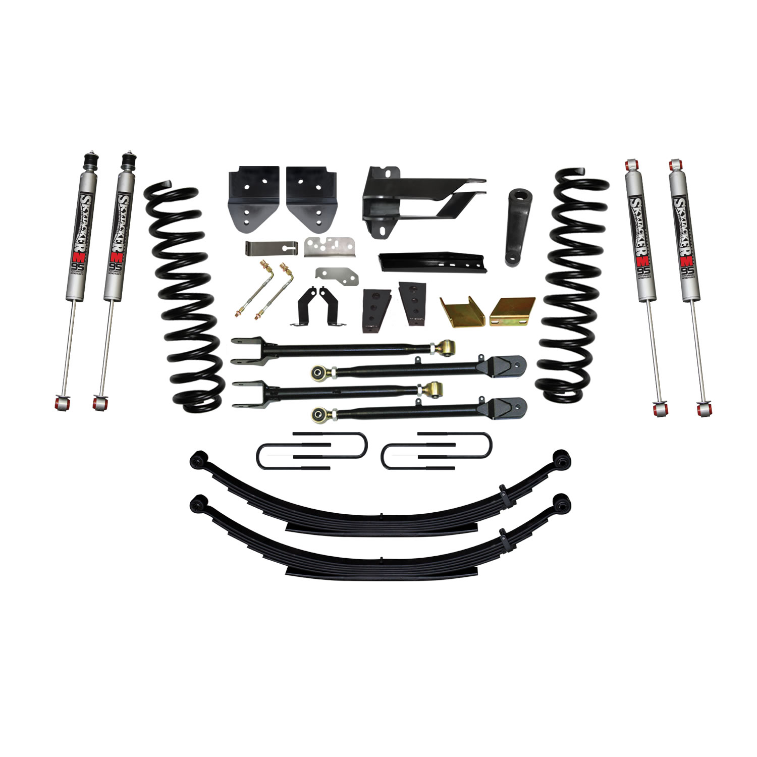 Skyjacker F17852KS-M - Suspension Lift Kit w/Shock 8.5 Inch Lift Incl. Front Coil Springs Rear Leaf Springs Adjustable 4-Links M9500 Monotube Shocks 17-19 Ford F-250/ F-350 Super Duty Diesel