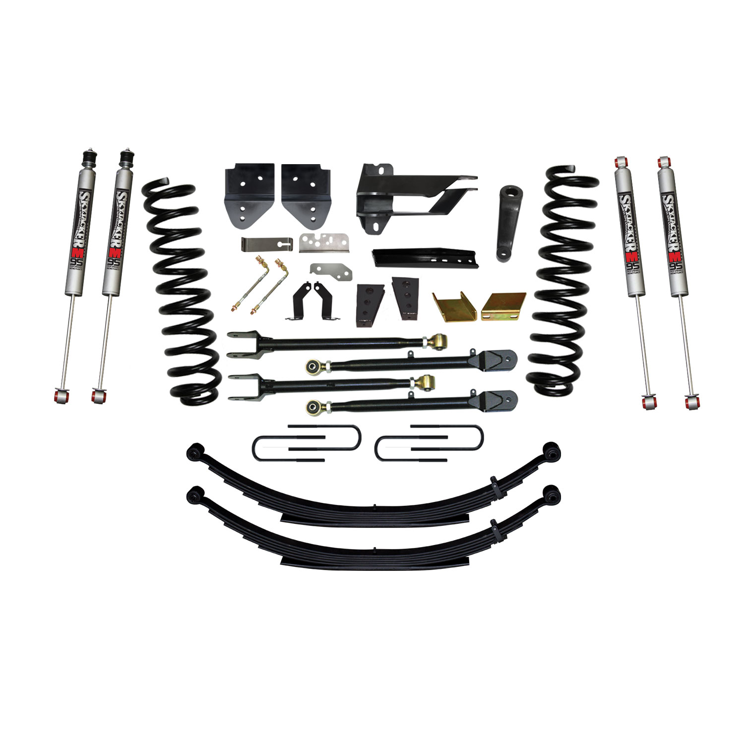 Skyjacker F17802KS-M - Suspension Lift Kit w/Shock 8.5 Inch Lift Incl. Front Coil Springs Rear Leaf Springs Adjustable 4-Links M9500 Monotube Shocks 17-19 Ford F-250/ F-350 Super Duty Gas