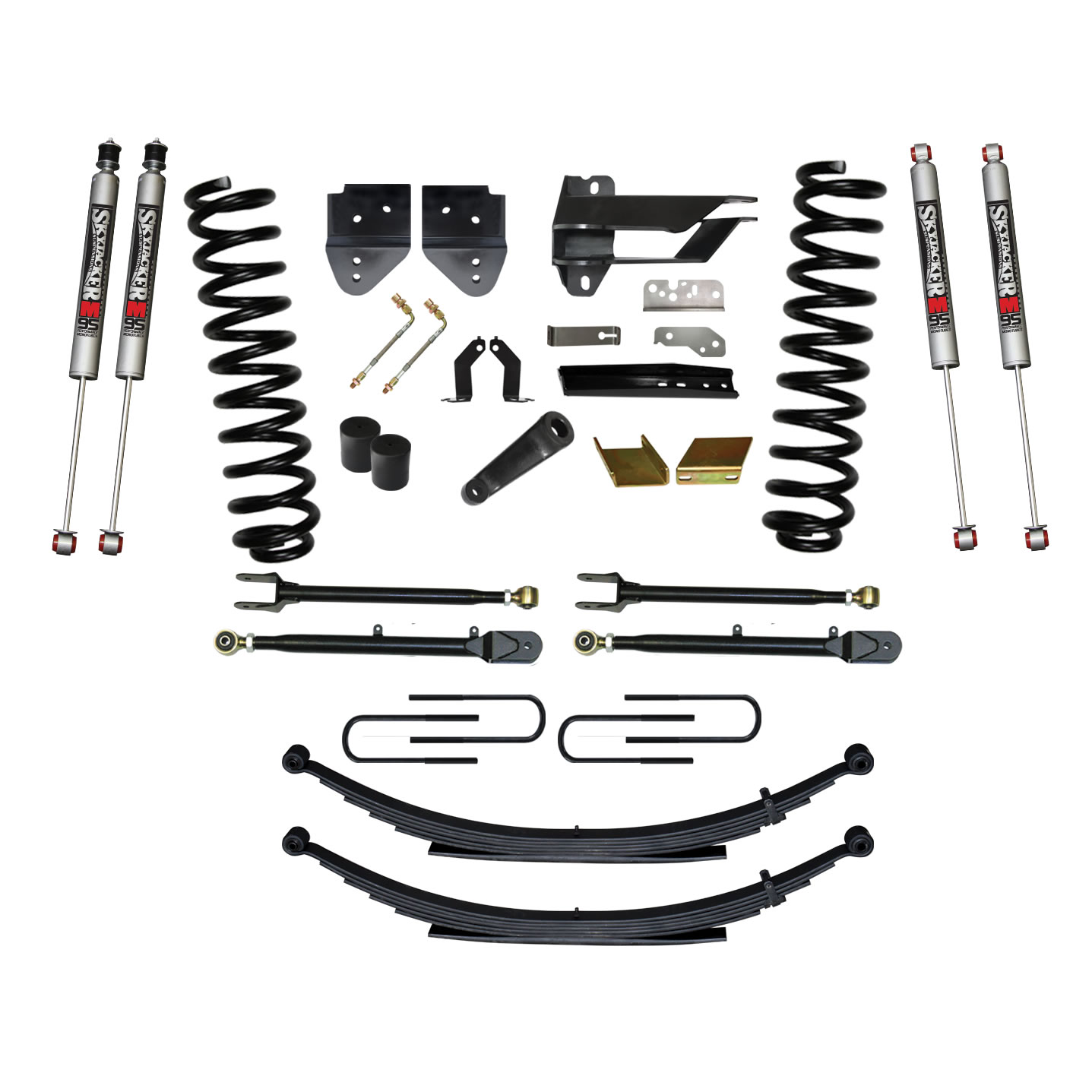Skyjacker F176524KS-M - Suspension Lift Kit w/Shock 6 Inch Lift Incl. Front Coil Springs Rear Leaf Springs Adjustable 4-Links M9500 Monotune Shocks 17-19 Ford F-250/ F-350 Super Duty Diesel