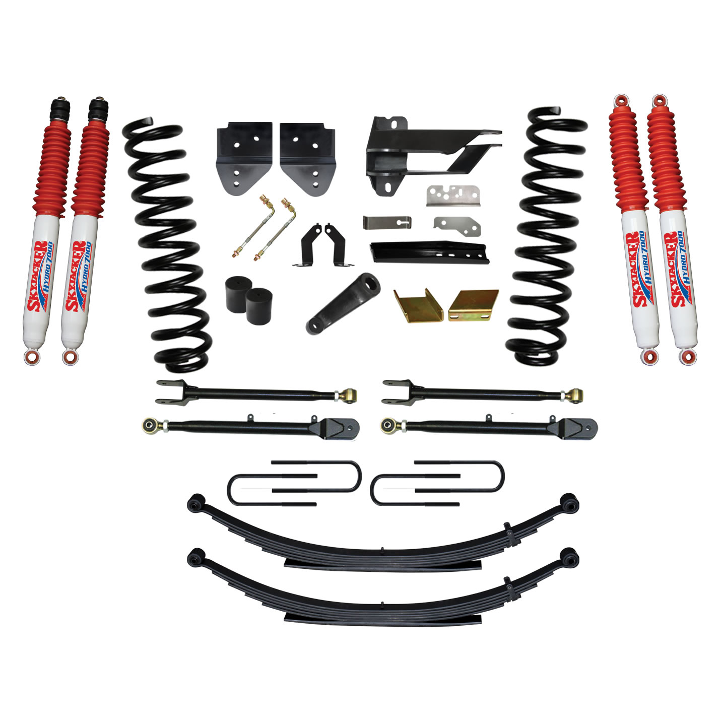 Skyjacker F176524KS-H - Suspension Lift Kit w/Shock 6 Inch Lift Incl. Front Coil Springs Rear Leaf Springs Adjustable 4-Links Hydro 7000 Shocks 17-19 Ford F-250/ F-350 Super Duty Diesel