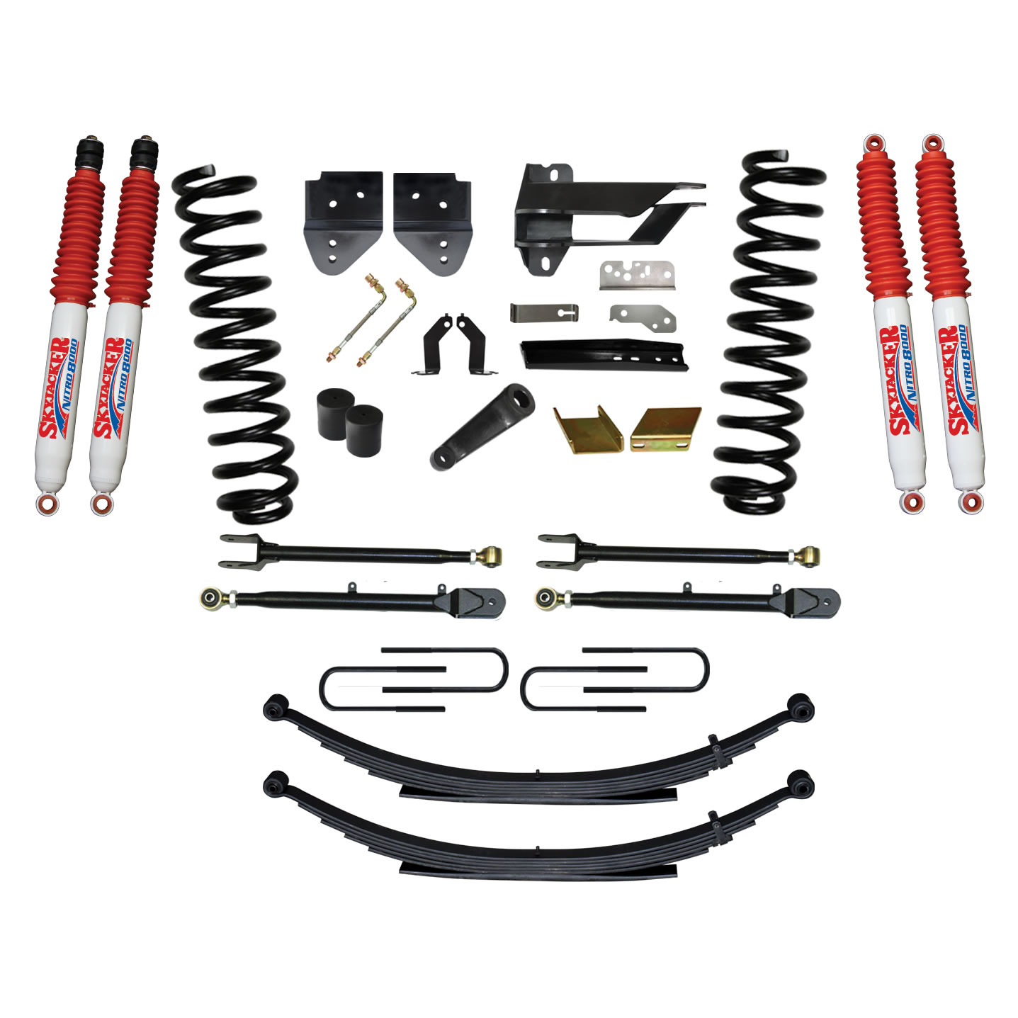 Skyjacker F176024KS-N - Suspension Lift Kit w/Shock 6 Inch Lift Incl. Front Coil Springs Rear Leaf Springs Adjustable 4-Links Nitro 8000 Shocks 17-19 Ford F-250/ F-350 Super Duty Gas Skyjacker F176024KS-N - Suspension Lift Kit w/Shock 6 Inch Lift Incl. Front Coil Springs Rear Leaf Springs Adjustable 4-Links Nitro 8000 Shocks 17-19 Ford F-250/ F-350 Super Duty Gas