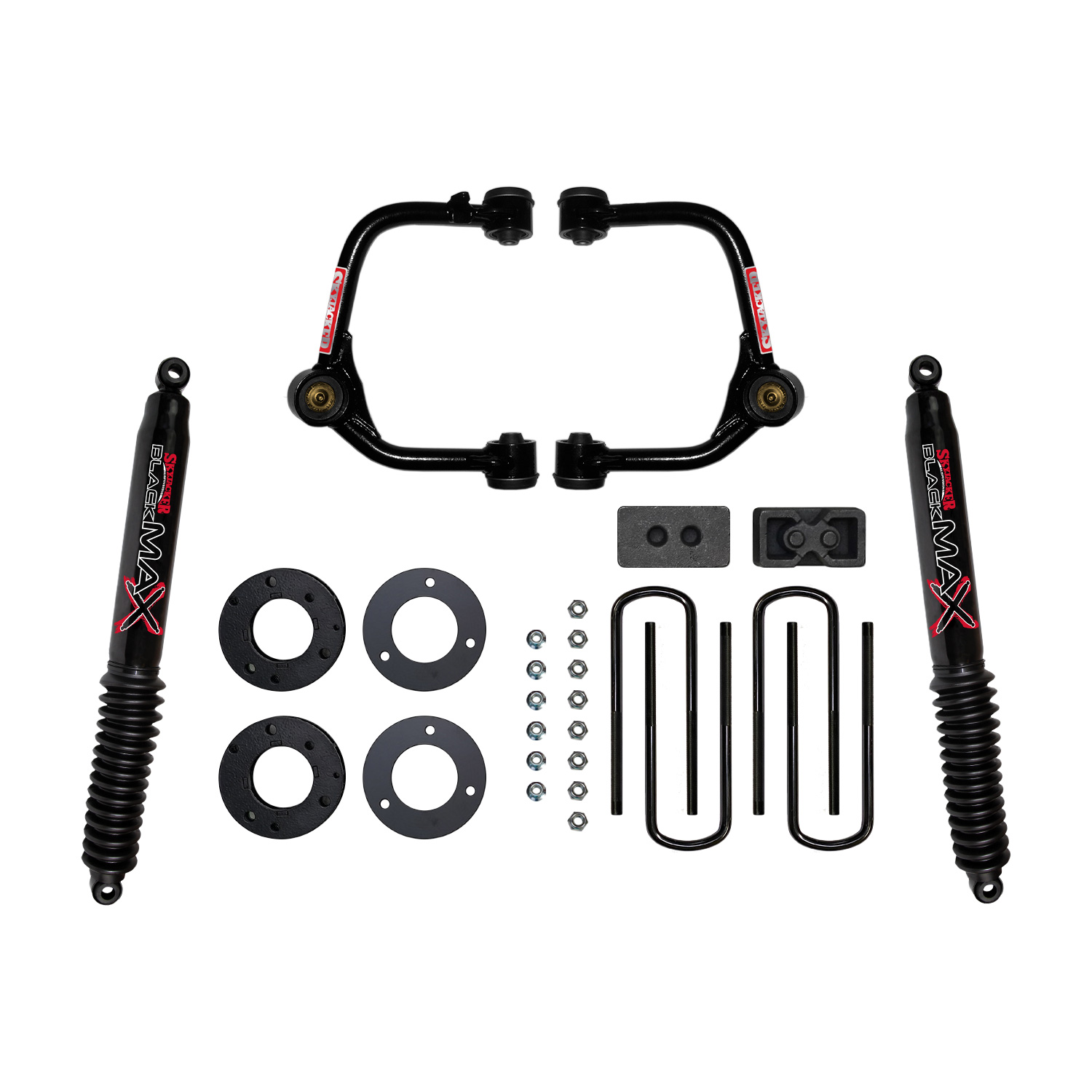 Skyjacker F2130PB - 3 Inch Suspension Lift Kit With Front Strut Spacers Front Upper A-arms Rear Blocks Rear U-bolts and Rear Black Max Shocks 2021 Ford F-150