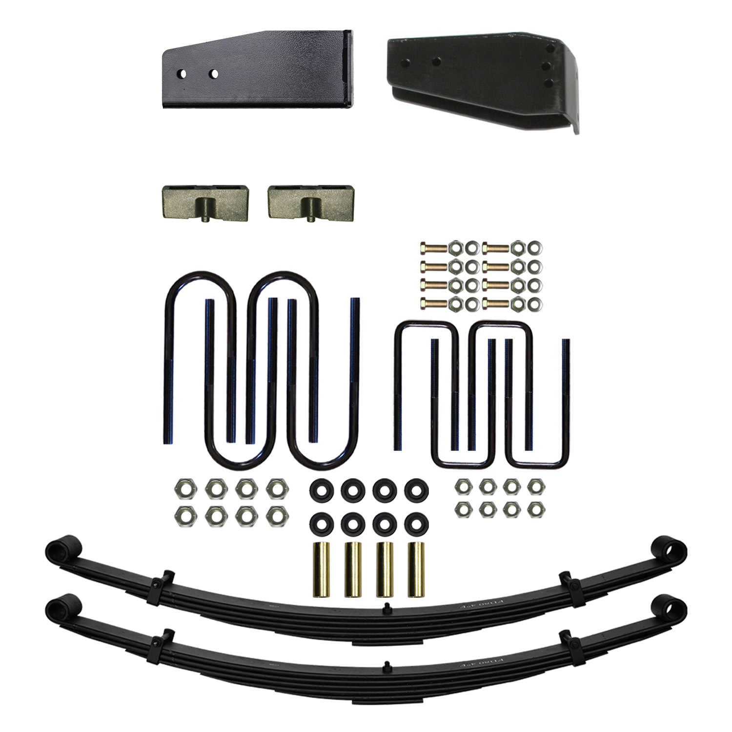 Skyjacker F840TK - Lift Kit 4 Inch Lift 80-98 Ford F-250 80-85 Ford F-350 Includes Front Leaf Springs Hinge Brackets Front/Rear U Bolt Kits Spring Bushing Kit Rear Block