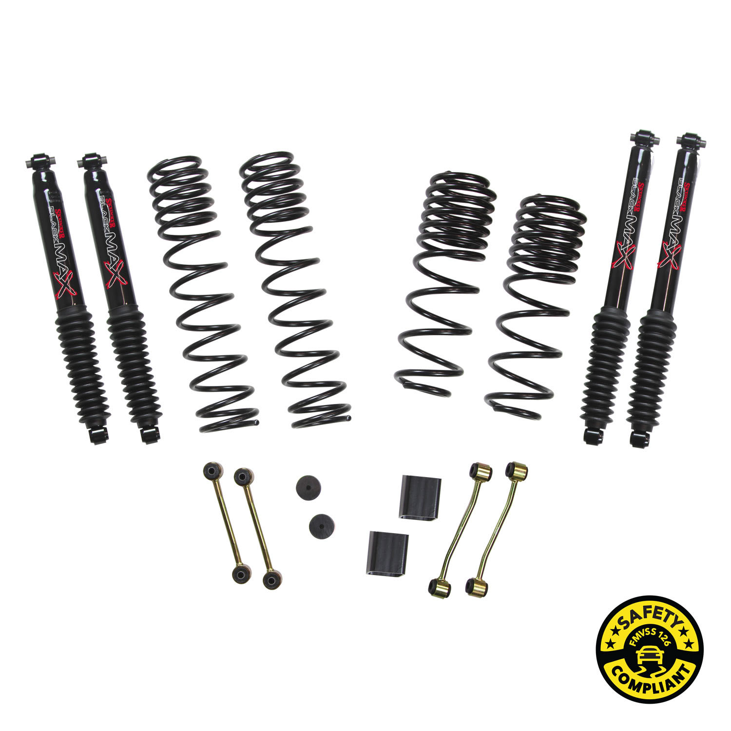 Skyjacker JL20BPBLT - Long Travel Series Suspension Lift Kit w/Shocks 2-2.5 Inch Lift 18-19 Jeep Wrangler Sport 18-19 Jeep Wrangler Sport S Incl. Long Travel Coil Springs Extended Sway Bar Links Bump Stop Extensions Long Travel Black Max Shocks