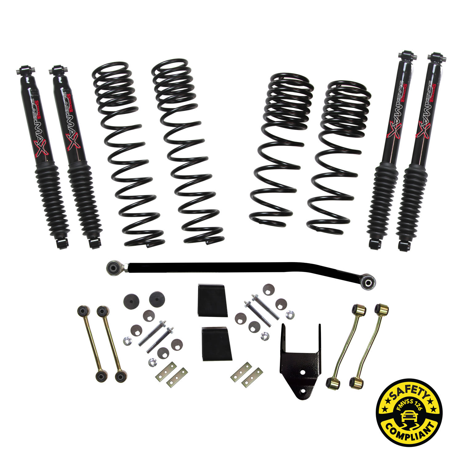 Skyjacker JL35RBPBLT - Long Travel Series Suspension Lift Kit w/Shocks 3.5 Inch Lift 18-19 Jeep Wrangler Rubicon Incl. Long Travel Coil Springs Extended Sway Bar Links Bump Stop Extensions Long Travel Black Max Shocks