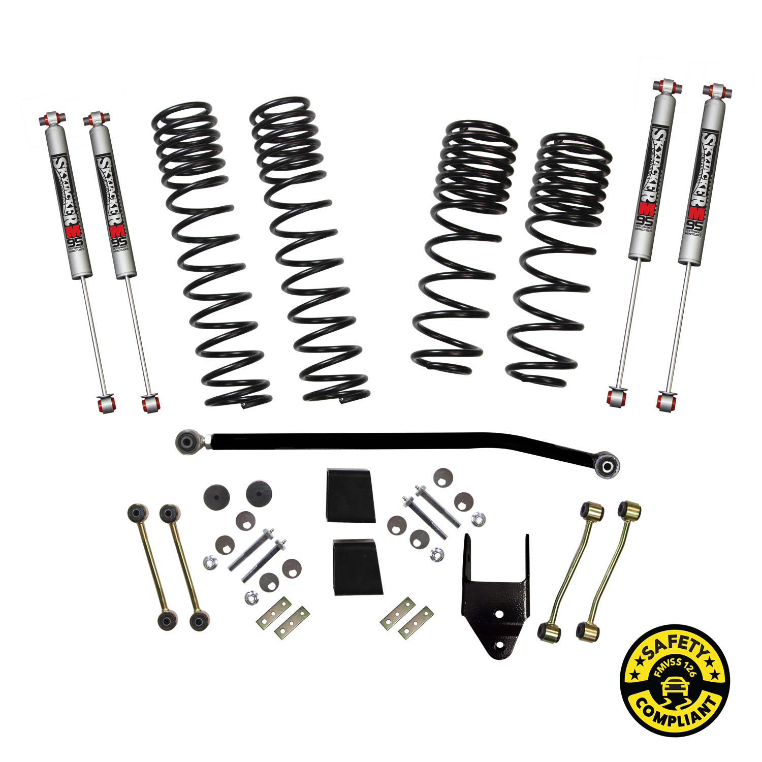 Skyjacker JL35BPMLT - Long Travel Series Suspension Lift Kit w/Shocks 3.5 Inch Lift 18-19 Jeep Wrangler Sport 18-19 Jeep Wrangler Sport S Incl. Long Travel Coil Springs Extended Sway Bar Links Bump Stop Extensions Long Travel M95 Monotube Shocks