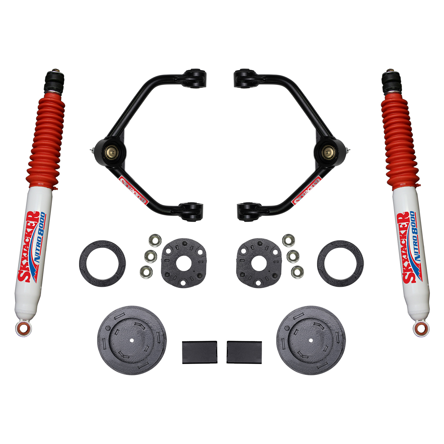 Skyjacker R1930PN - 3 Inch Suspension Lift Kit With Front Strut Spacers Front Upper A-arms Rear Coil Spring Spacers Rear Bump Stop Spacers And Rear Nitro 8000 Shocks 2019-2021 Ram 1500