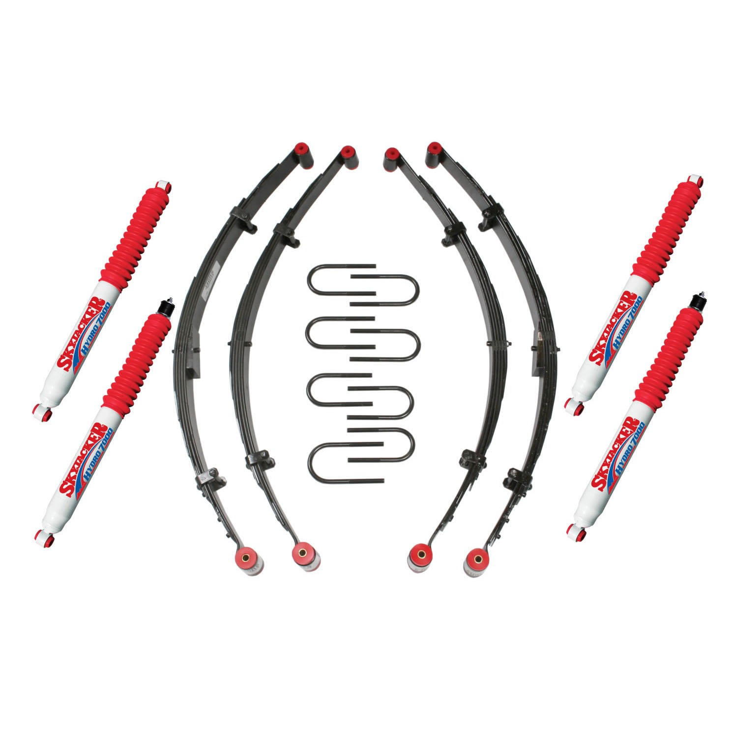 Skyjacker YJ21BKH - Jeep YJ Sport Lift Kit 87-95 Wrangler YJ 2.5 Inch Lift incl. Front/Rear Leaf Springs Front/Rear Leaf Spring Bushings/Sleeves Front/Rear U Bolts Front/Rear Hydro 7000 Shocks