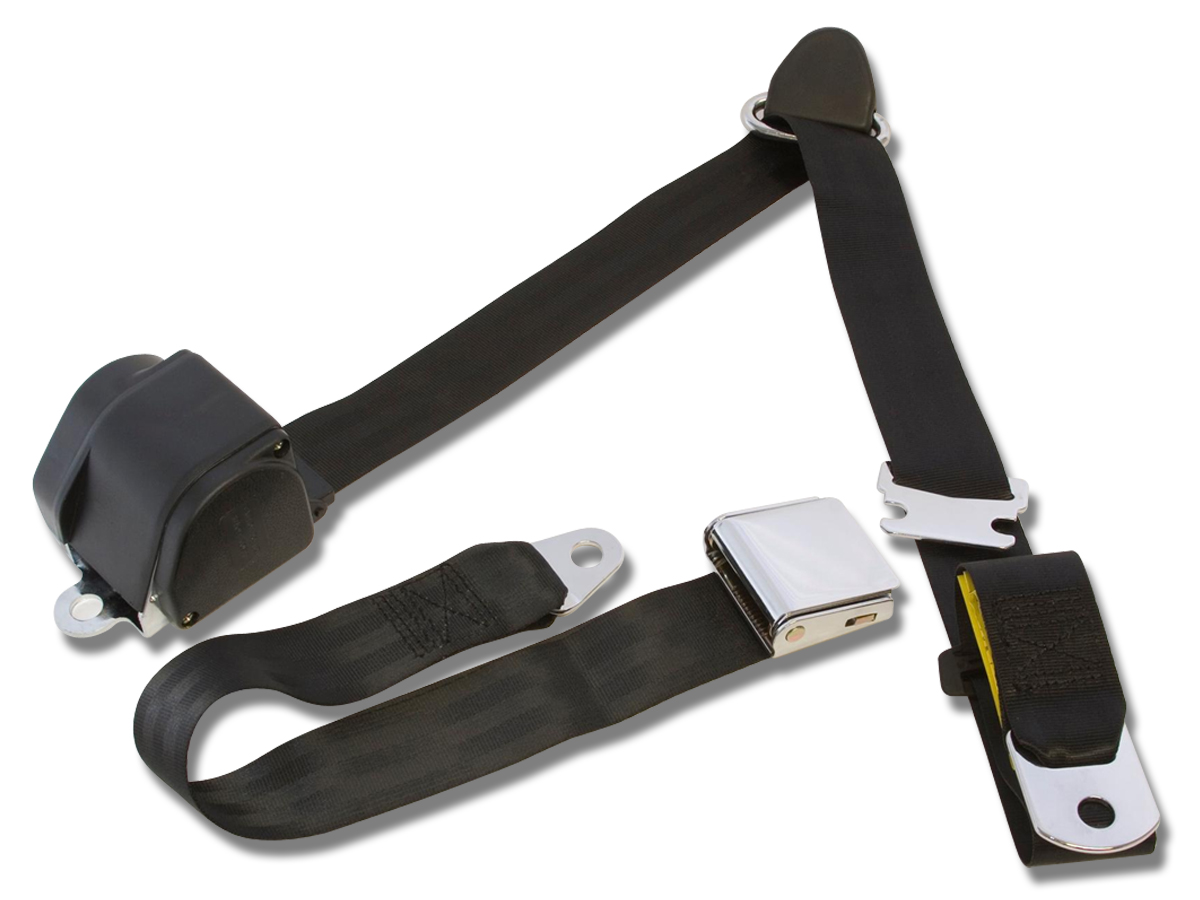 Scott Drake SB-3P-BK - 3-Point Retractable Seat Belt-Black