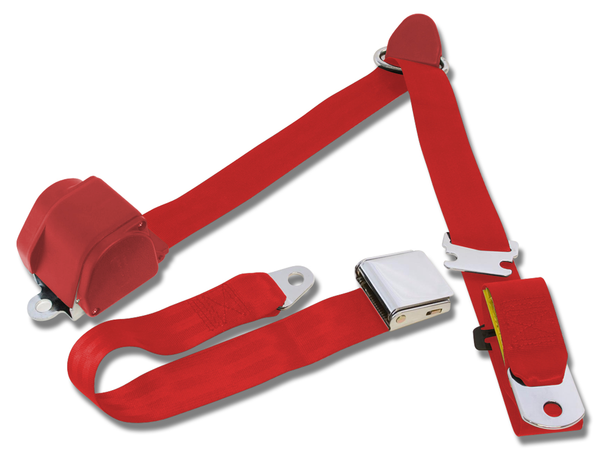 Scott Drake SB-3P-BR - 1964.5-73 Mustang 3-Point Seat Belt-Bright Red