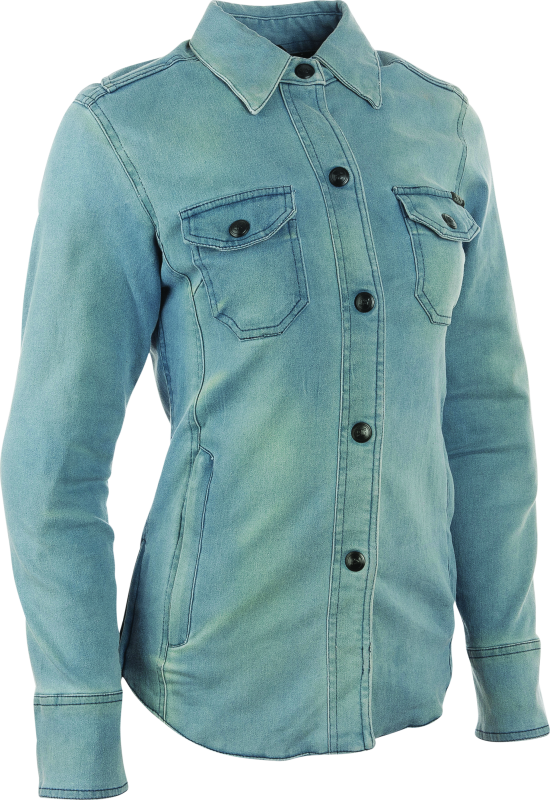 Speed and Strength 892279 - Speed Society Armored Moto Shirt Denim Blue Womens - Small