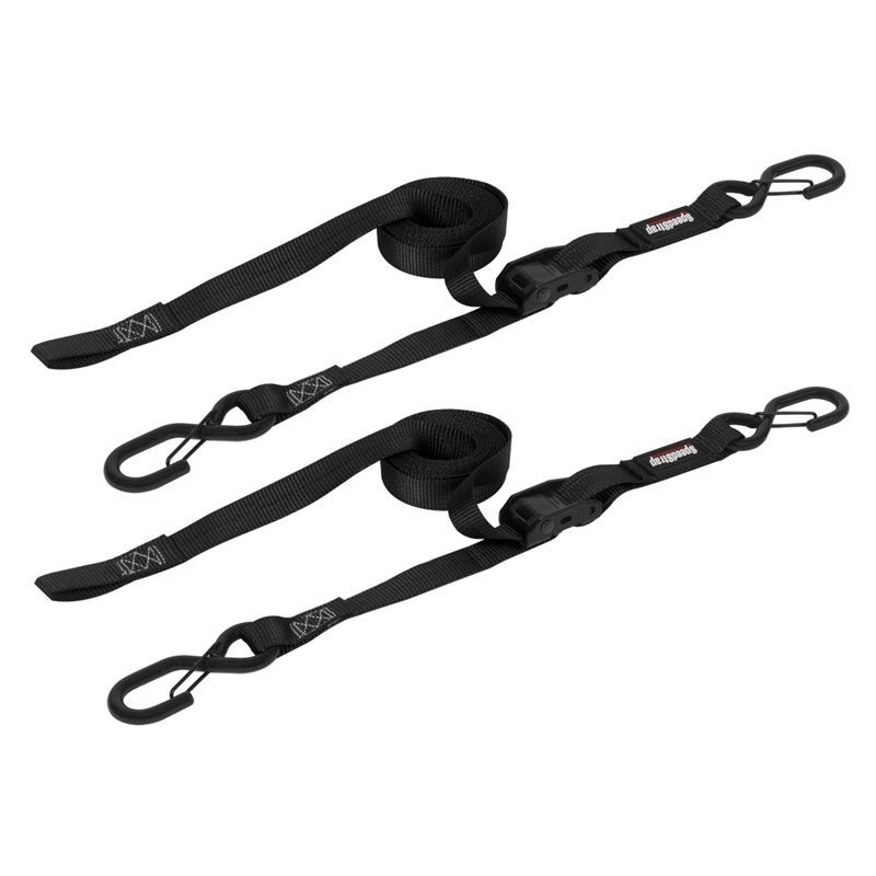 SpeedStrap 12101-2 - 1In x 10Ft CAM-Lock Tie Down w/ Snap FtSFt Hooks (2 Pack) - Black