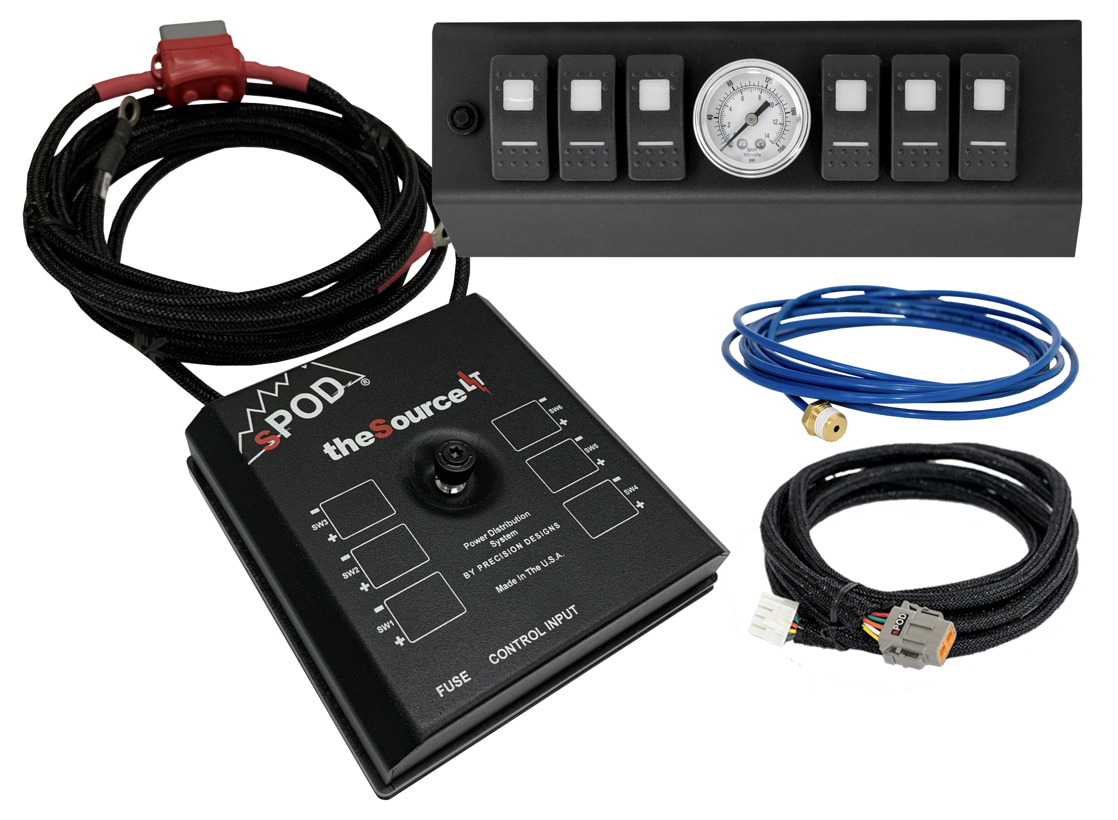 sPOD 873080 - SourceLT w/ Air Gauge and Blue LED Switch Panel for JK 2007-2008