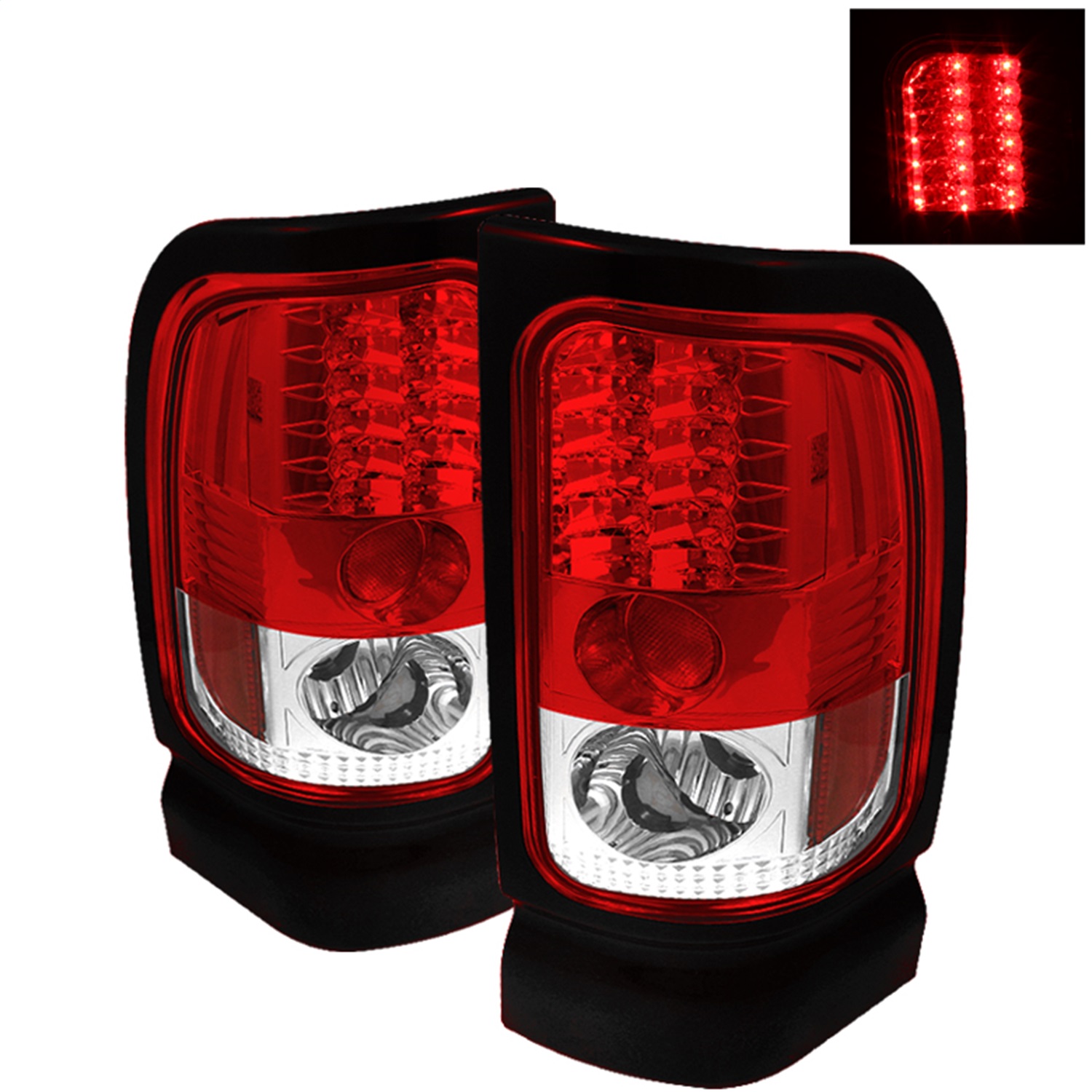 Spyder 5002716 - Dodge Ram 1500 94-01/Ram 2500/3500 94-02 LED Tail Lights Red Clear ALT-YD-DRAM94-LED-RC