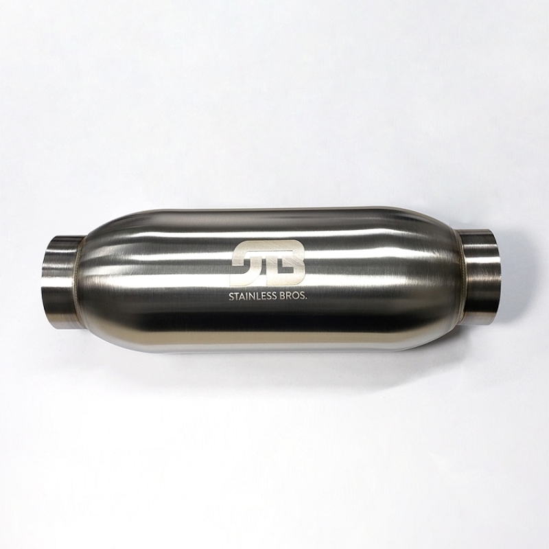 Stainless Bros 615-07646-0111 - 4in Body x 18in Length 3in Inlet/Outlet Bullet Resonator