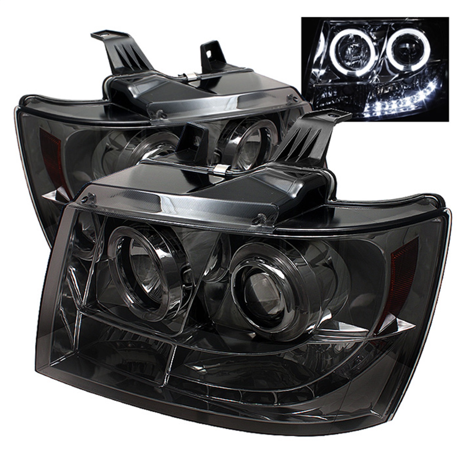 Spyder 5009661 - Chevy Suburban 1500 07-14 Projector Headlights LED Halo LED Smke PRO-YD-CSUB07-HL-SM