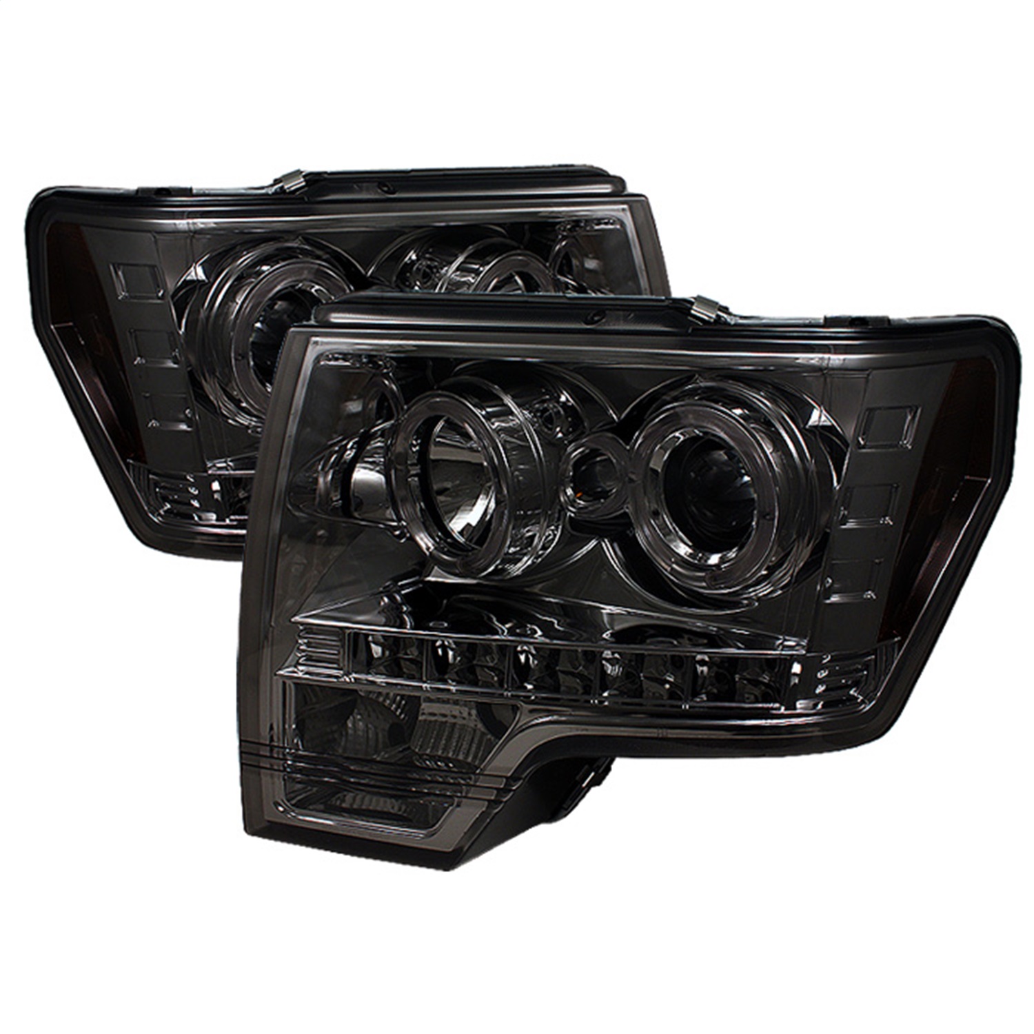 Spyder 5010254 - Ford F150 09-14 Projector Headlights Halogen Model- LED Halo LED Smke PRO-YD-FF15009-HL-SM